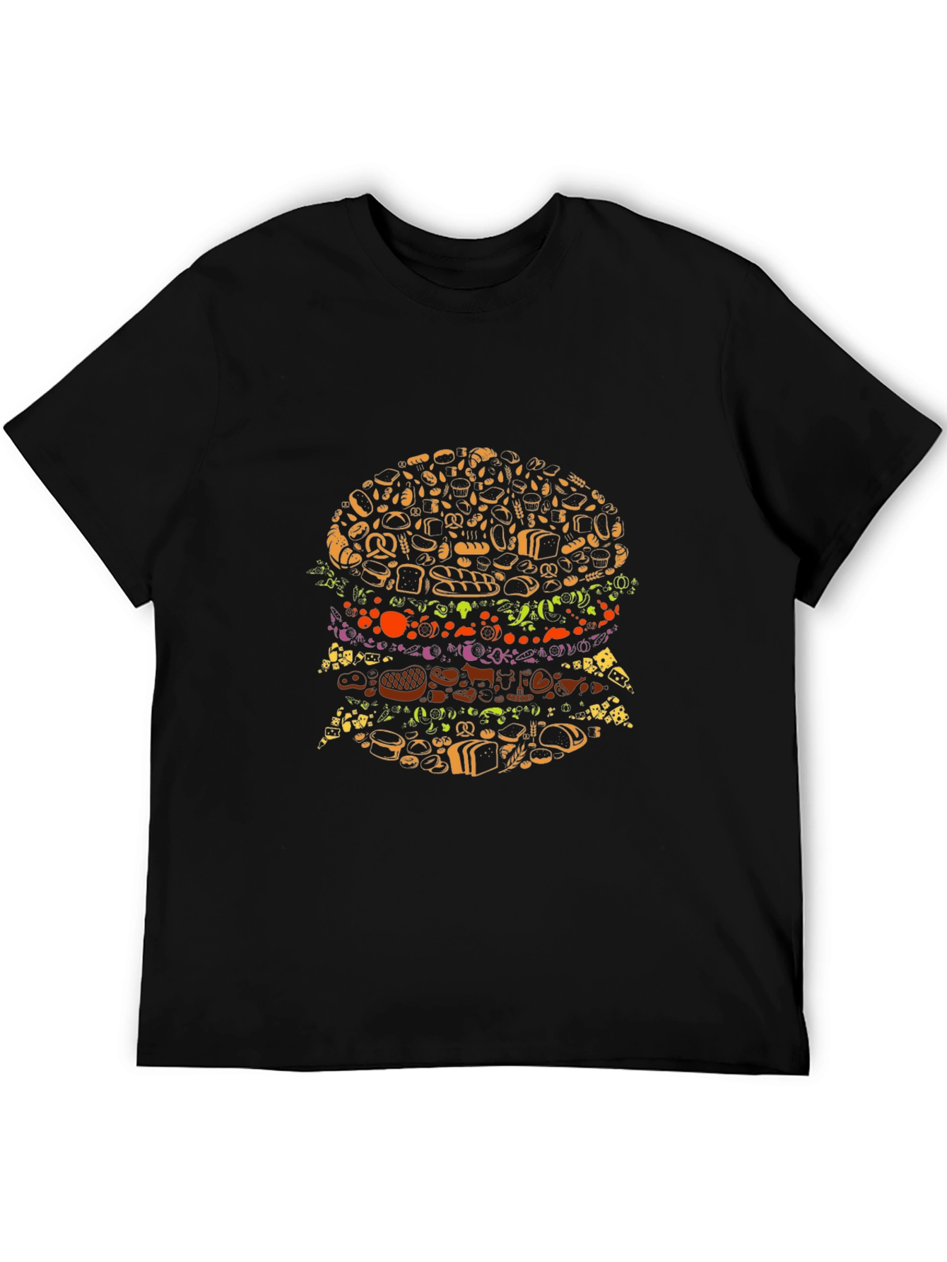 Novelty Food Burger Graphic Black T-Shirt