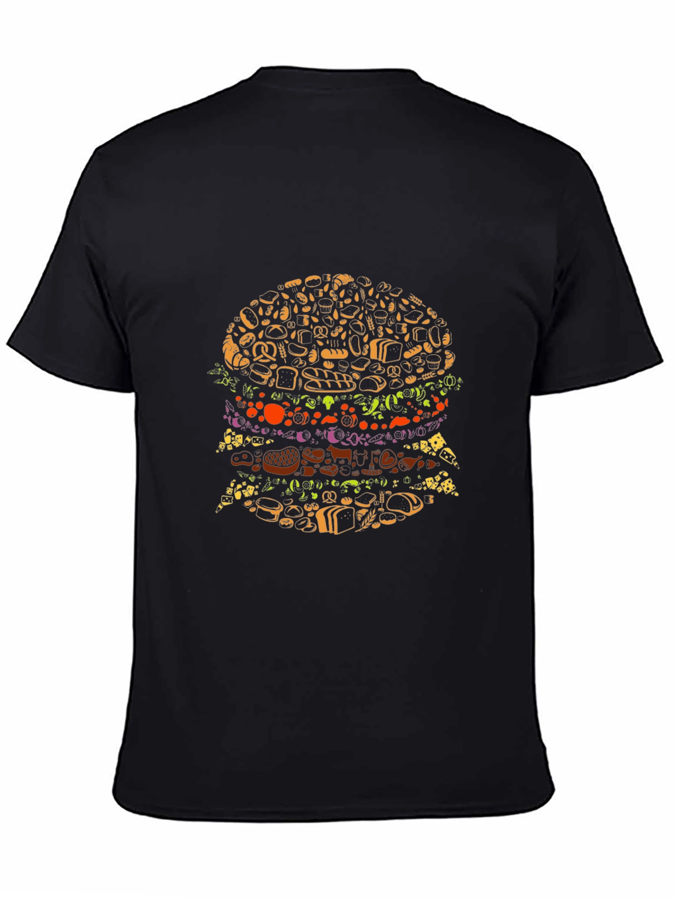 Novelty Food Burger Graphic Black T-Shirt