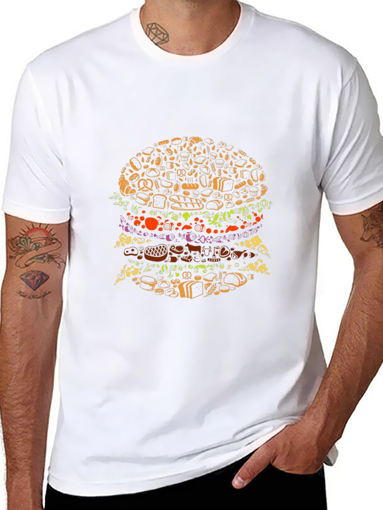 Novelty Food Burger Graphic Black T-Shirt
