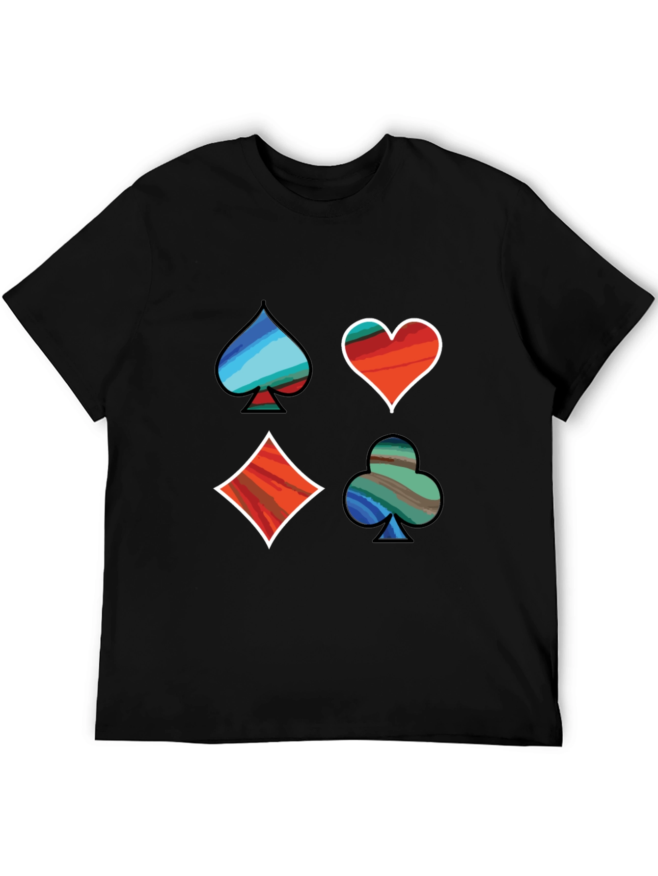 Suits Me Well T-Shirt: Artistic Card Symbols Graphic Tee