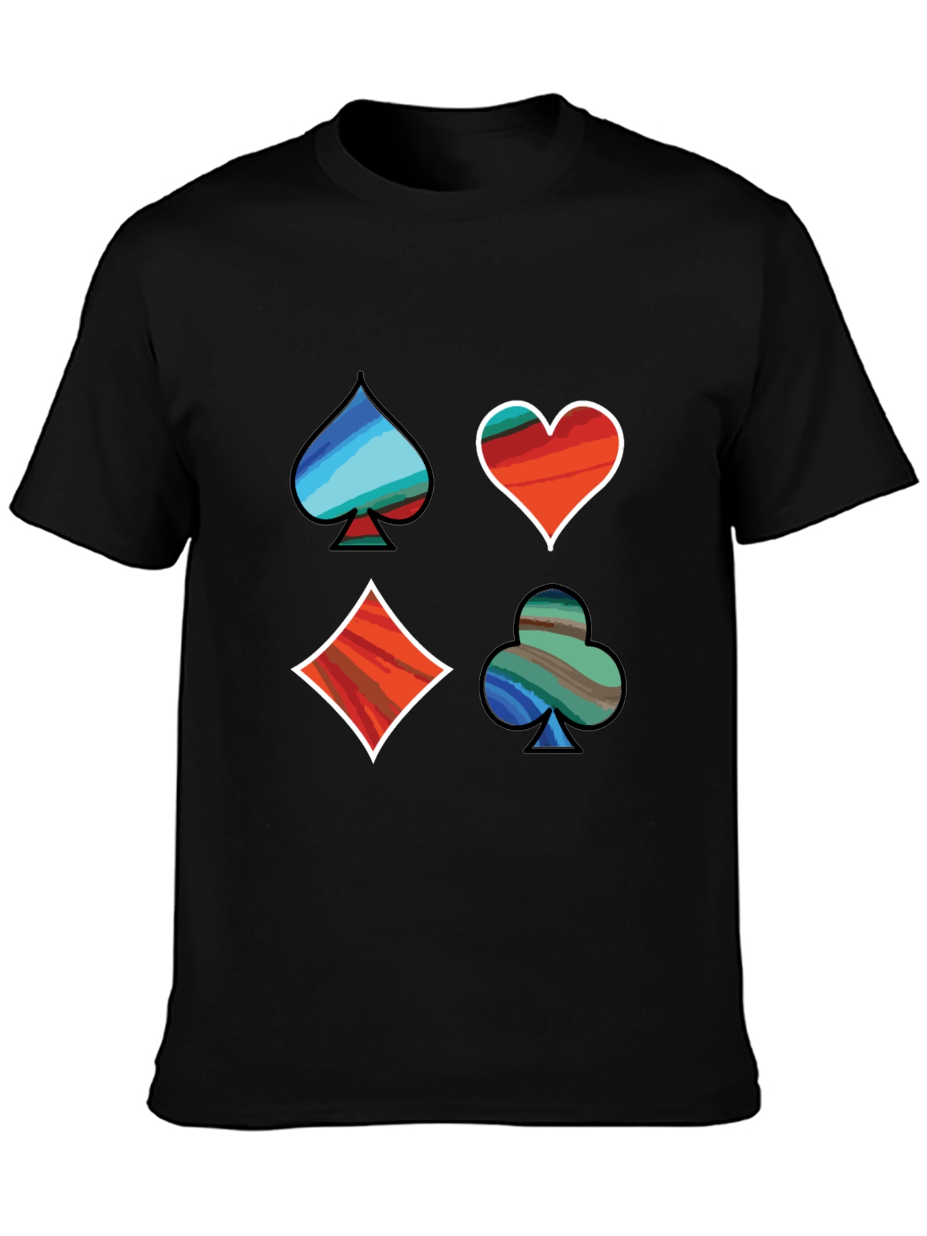 Suits Me Well T-Shirt: Artistic Card Symbols Graphic Tee