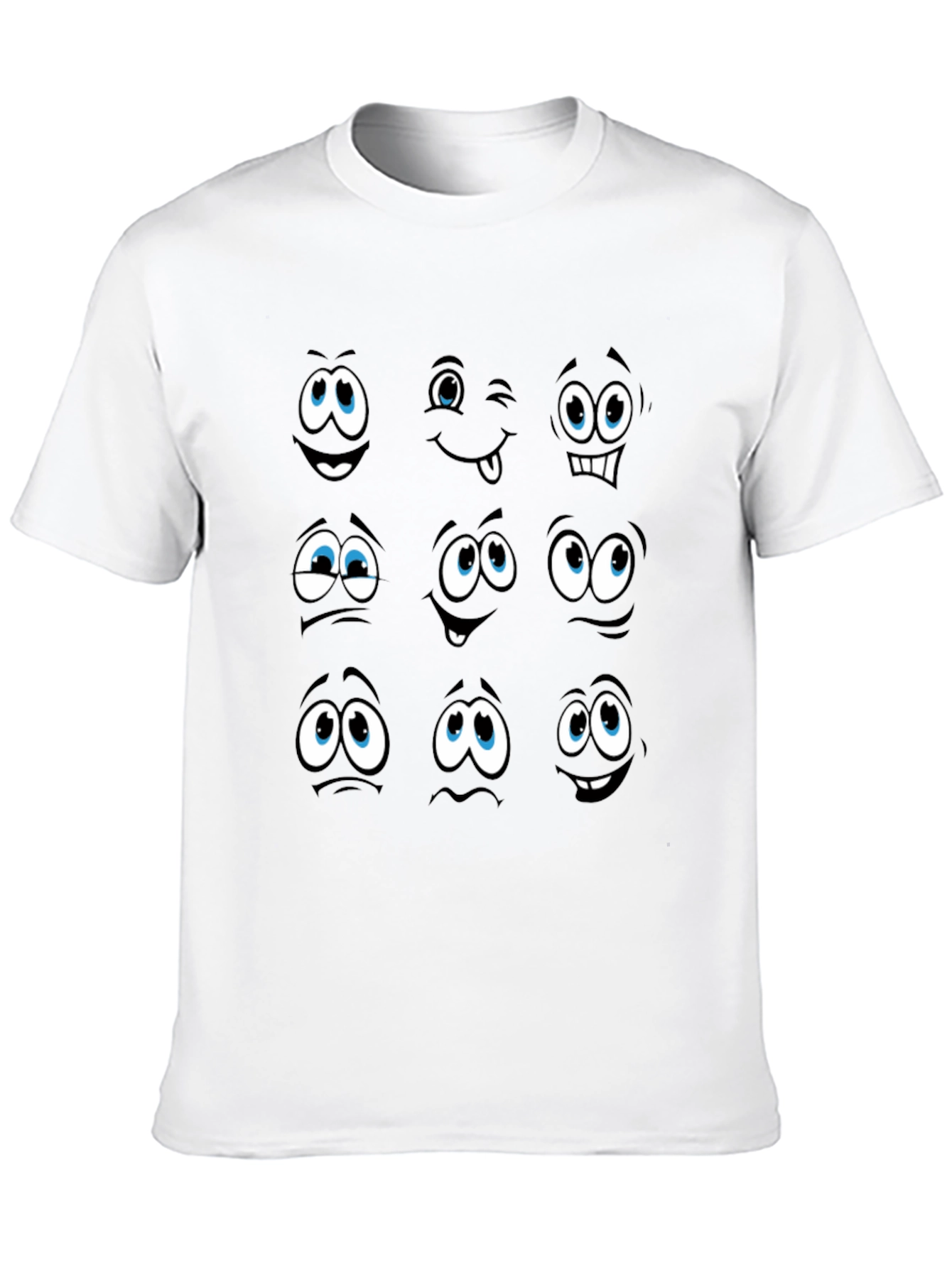 Funny Cartoon Faces Black Graphic Tee