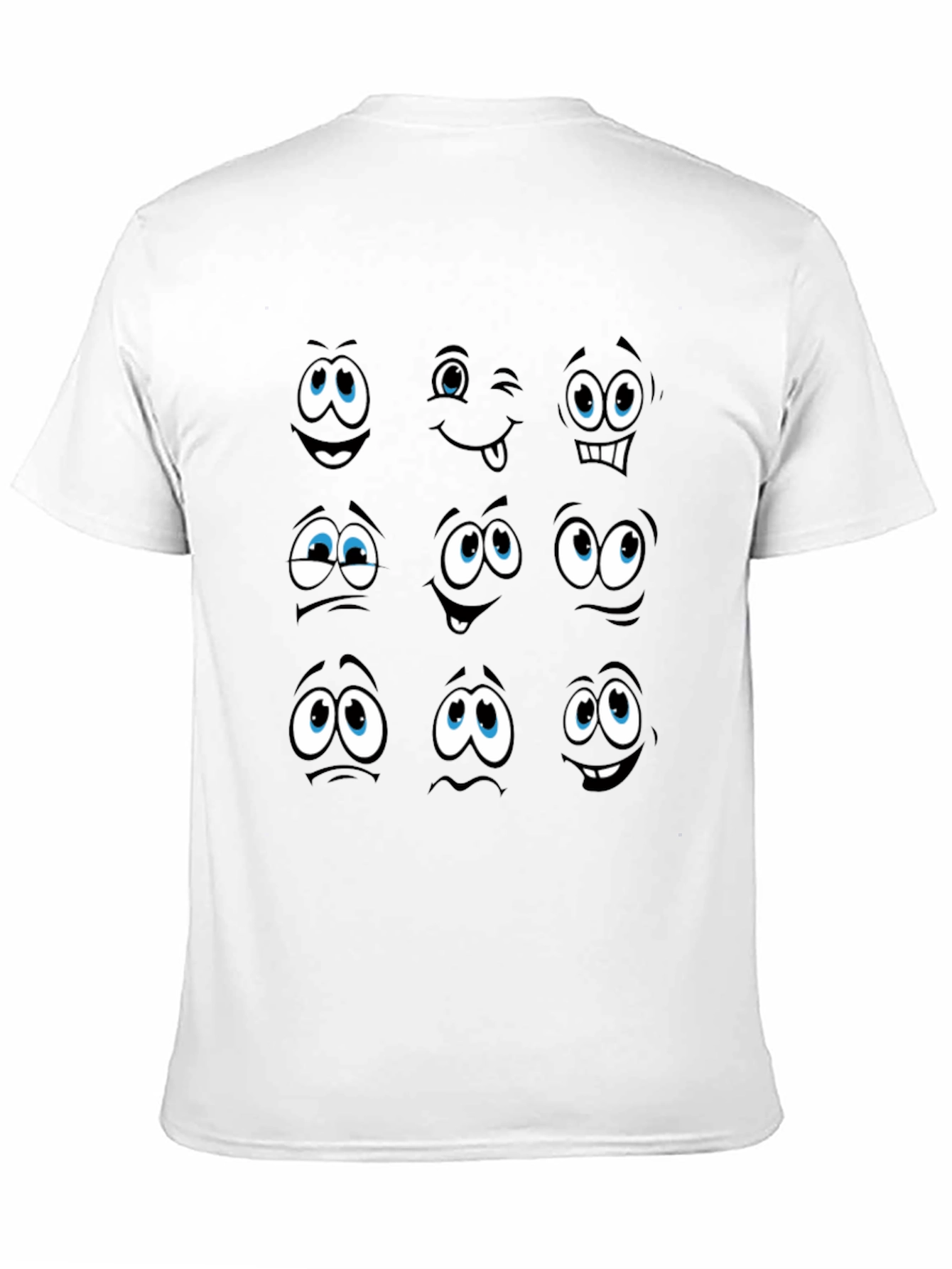Funny Cartoon Faces Black Graphic Tee