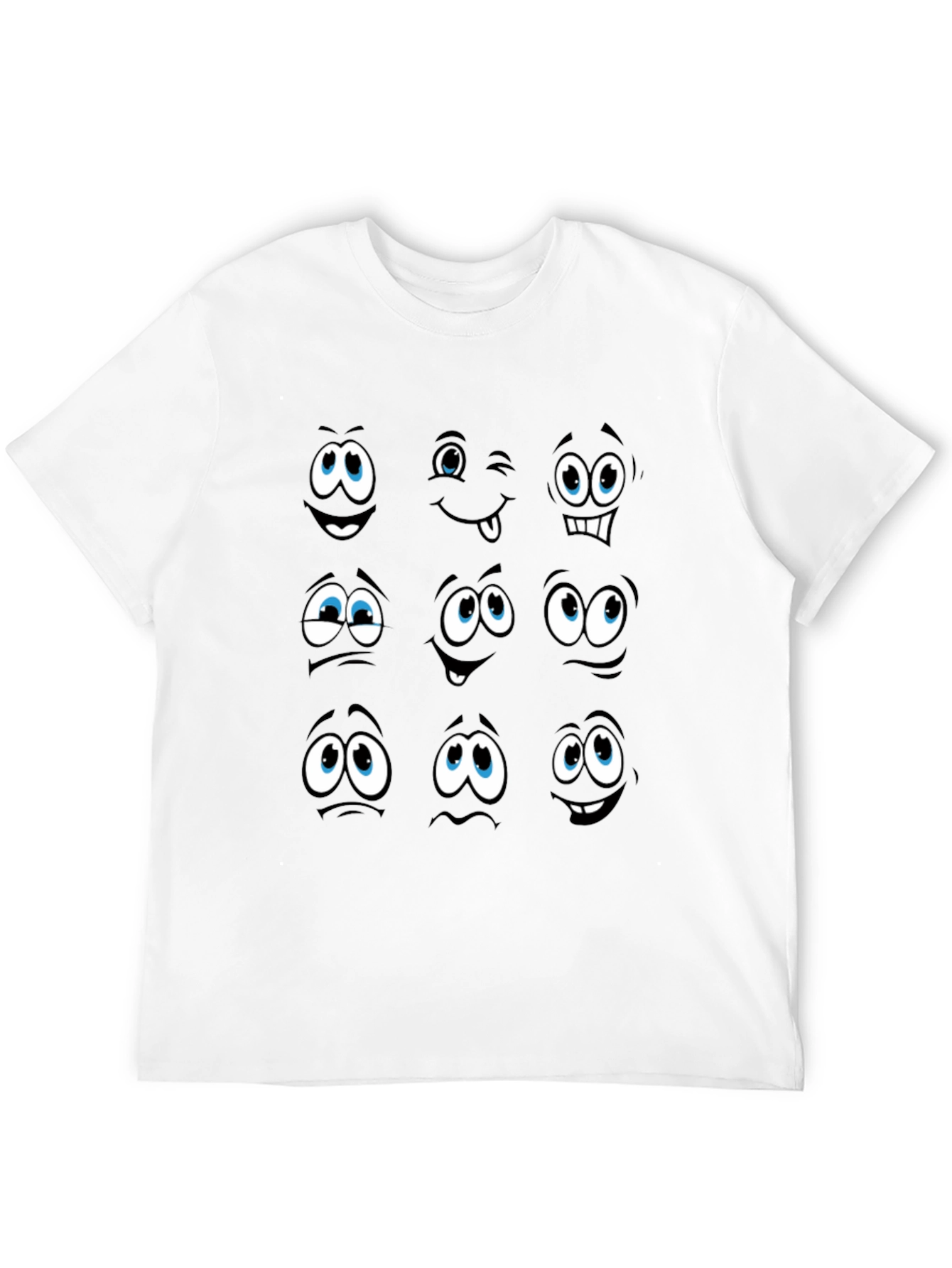 Funny Cartoon Faces Black Graphic Tee