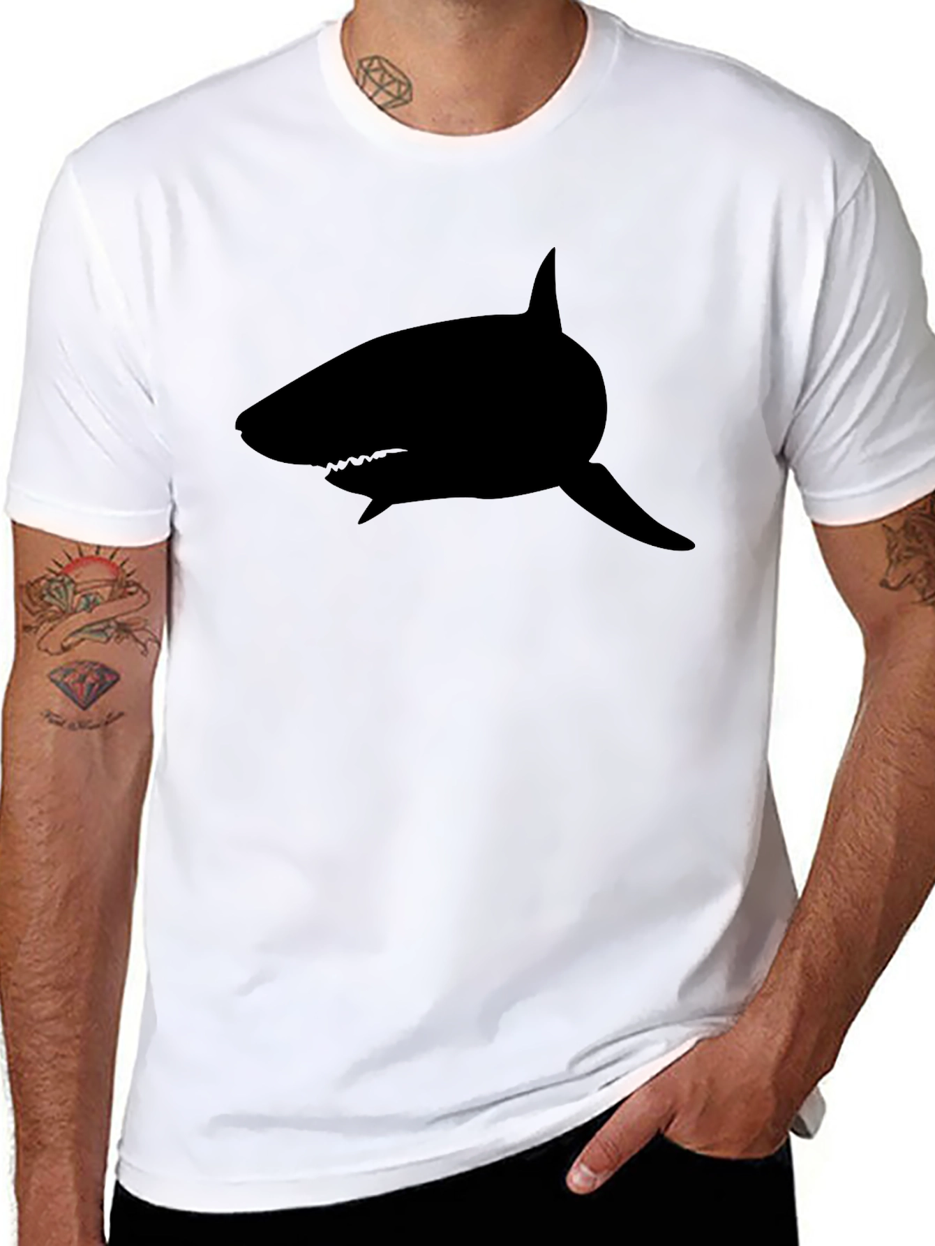Mens Black Shark Graphic Tee - Classic Fit