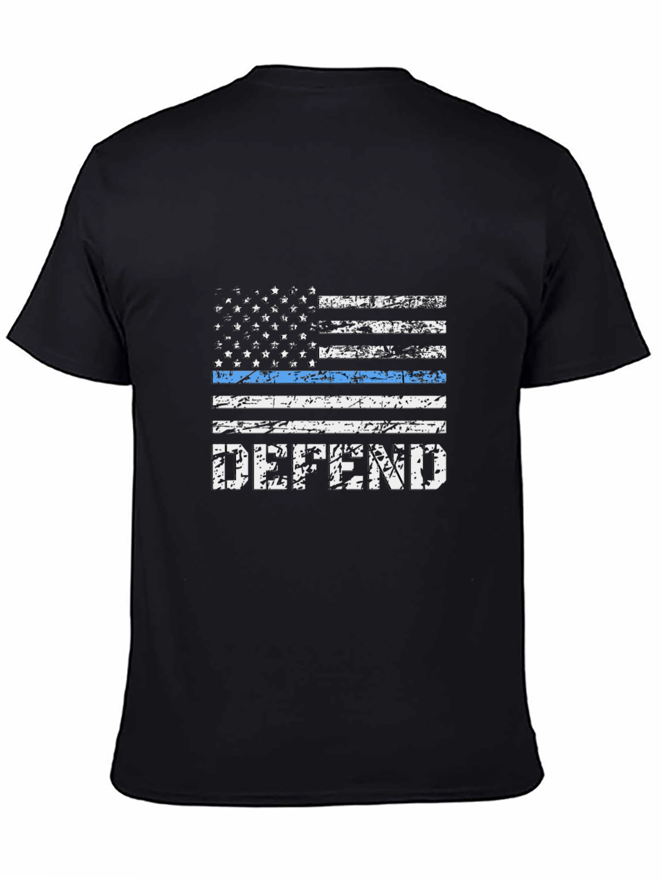 Defend Blue Line Flag T-Shirt - Black
