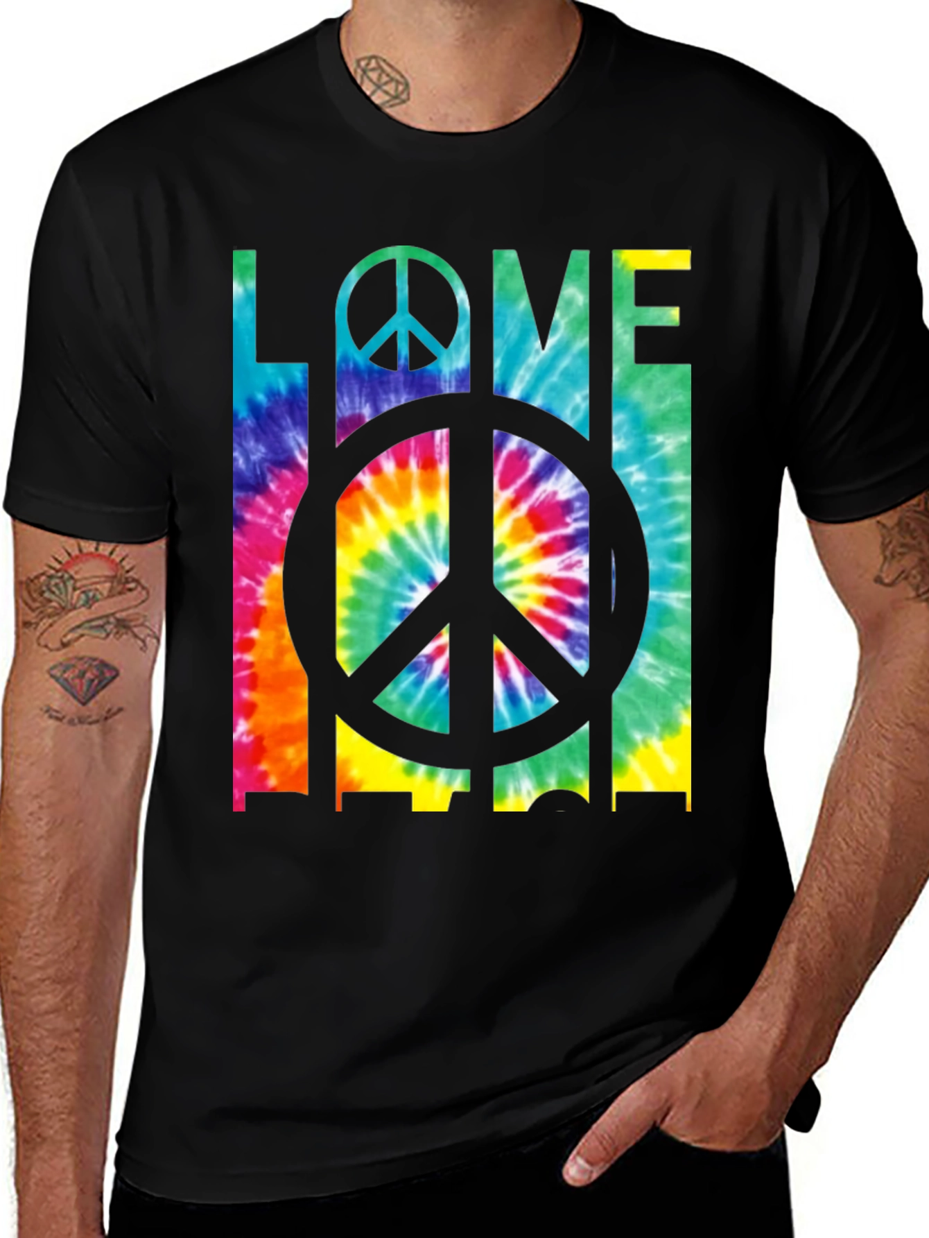 Love & Peace Tie-Dye Graphic Tee