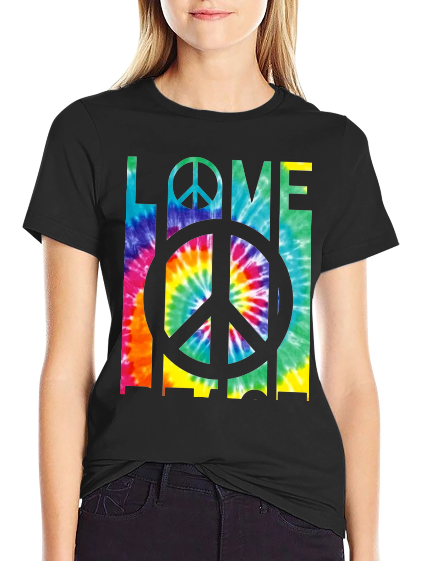 Love & Peace Tie-Dye Graphic Tee