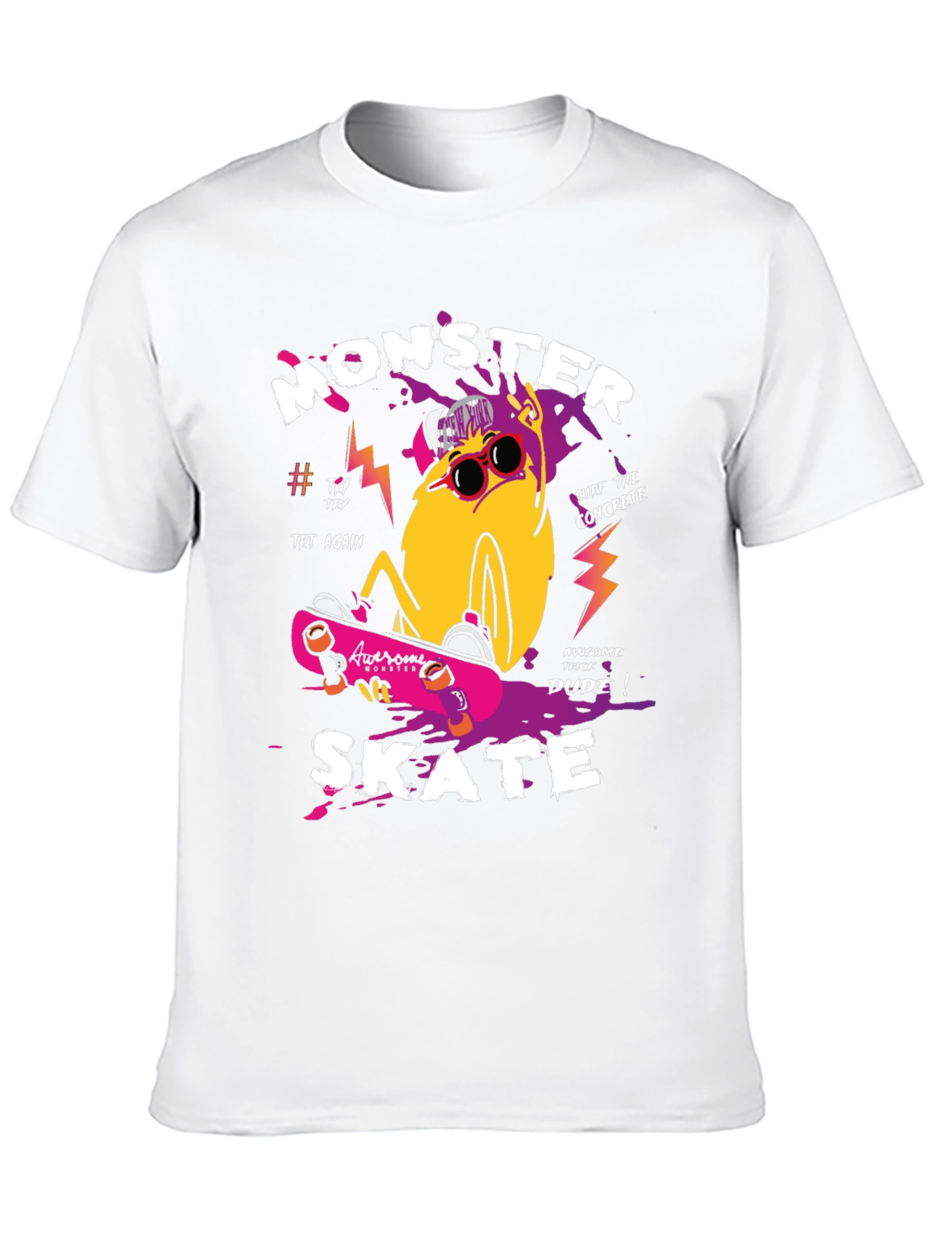Monster Skate Graphic Print Black T-Shirt