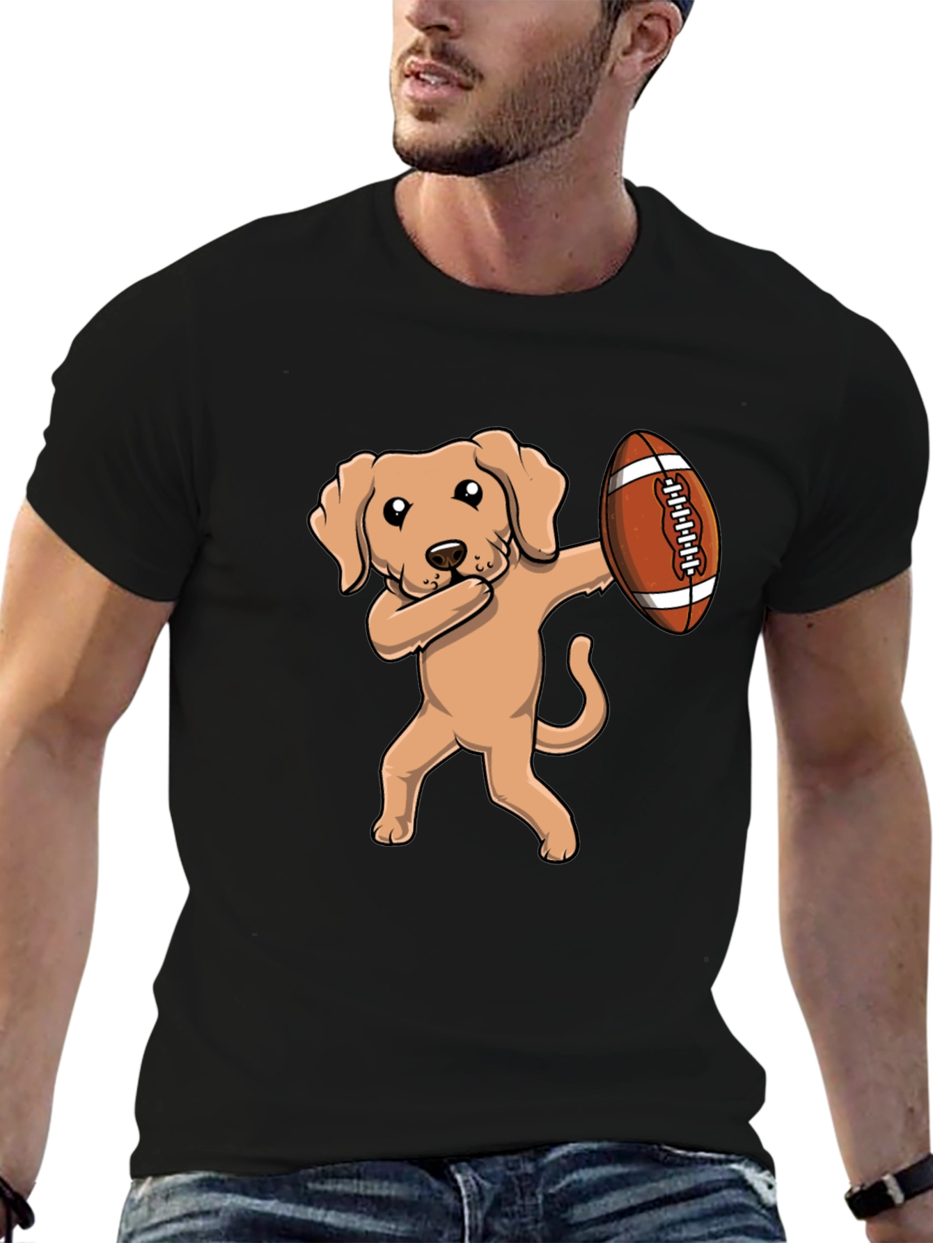 Dabbing Dog Football T-Shirt