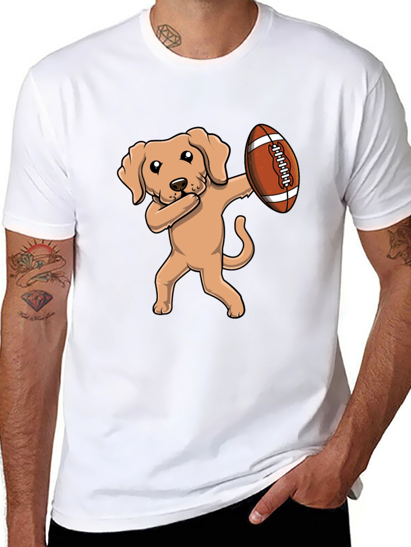 Dabbing Dog Football T-Shirt