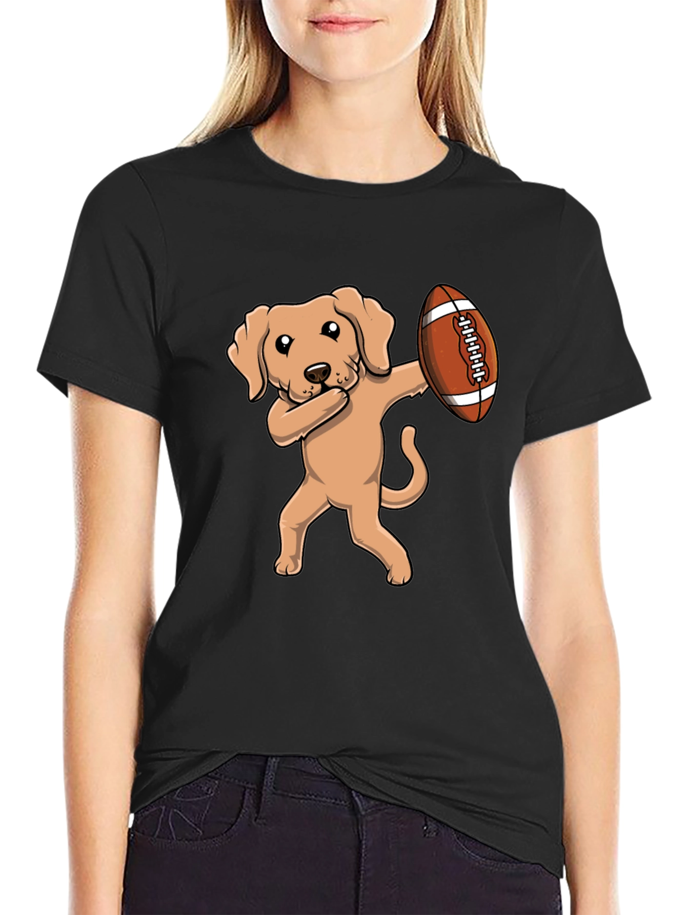 Dabbing Dog Football T-Shirt