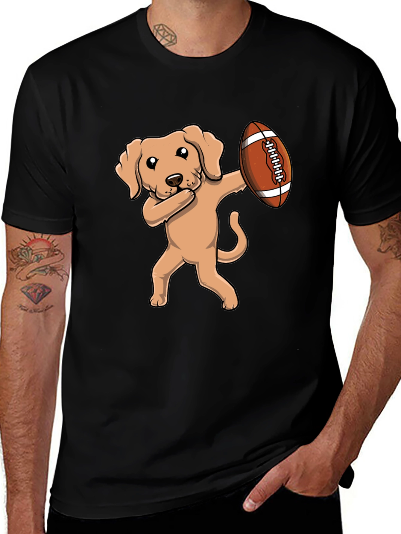 Dabbing Dog Football T-Shirt