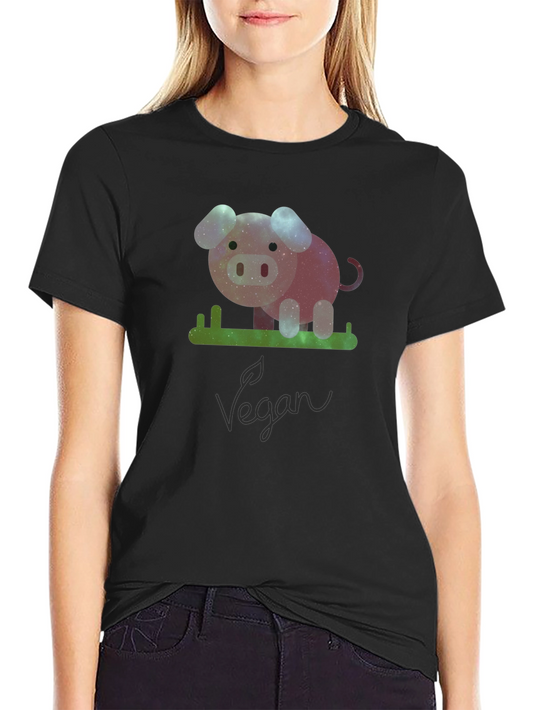 Vegan Galaxy Pig Graphic T-Shirt