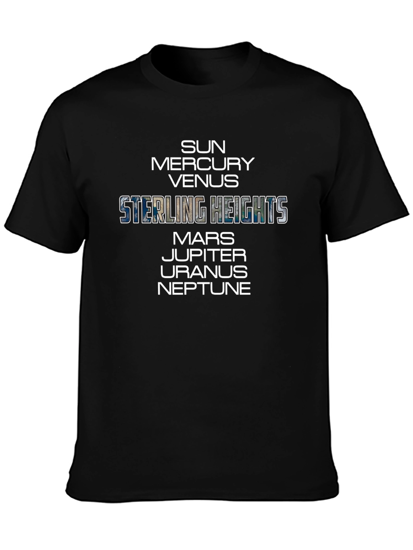 Sterling Heights Planets Black Graphic Tee