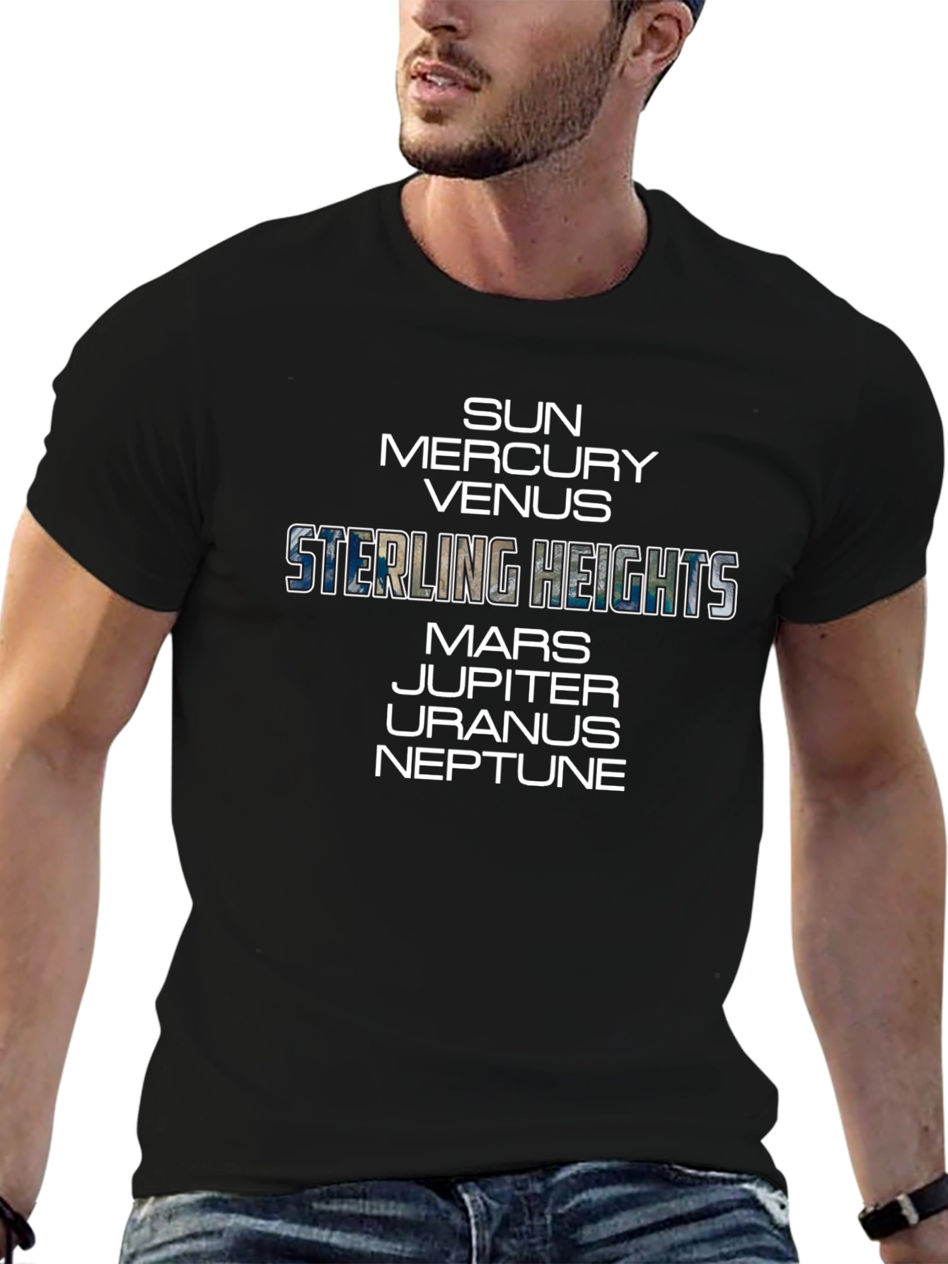 Sterling Heights Planets Black Graphic Tee