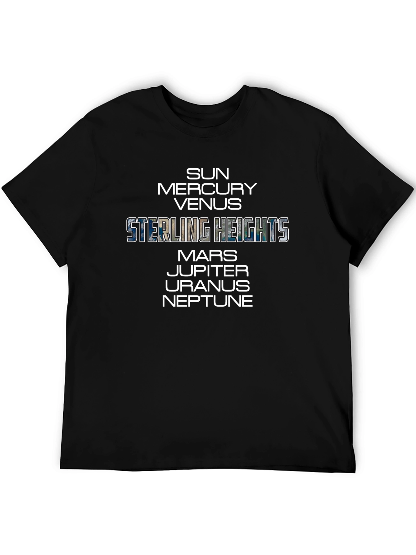 Sterling Heights Planets Black Graphic Tee