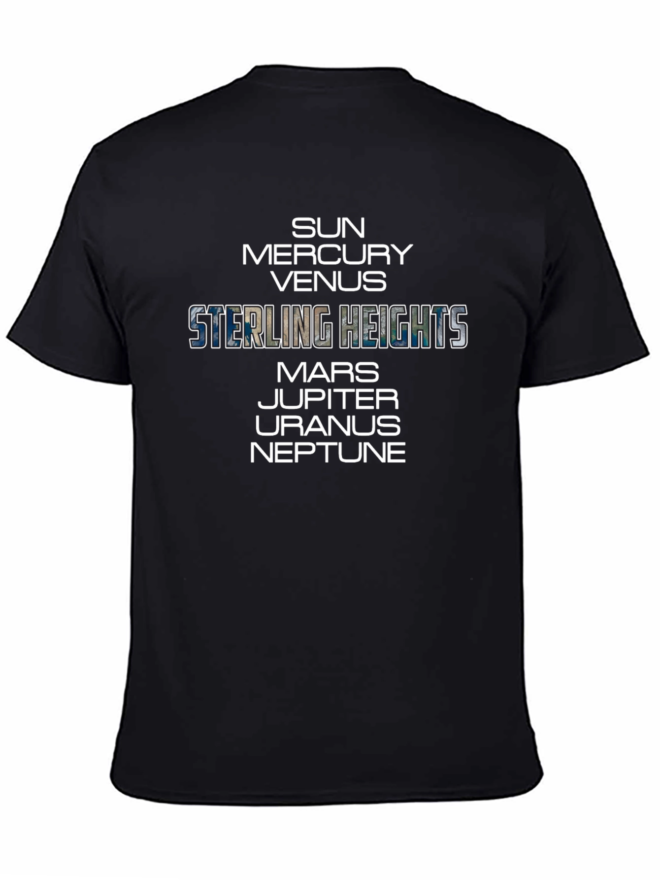 Sterling Heights Planets Black Graphic Tee