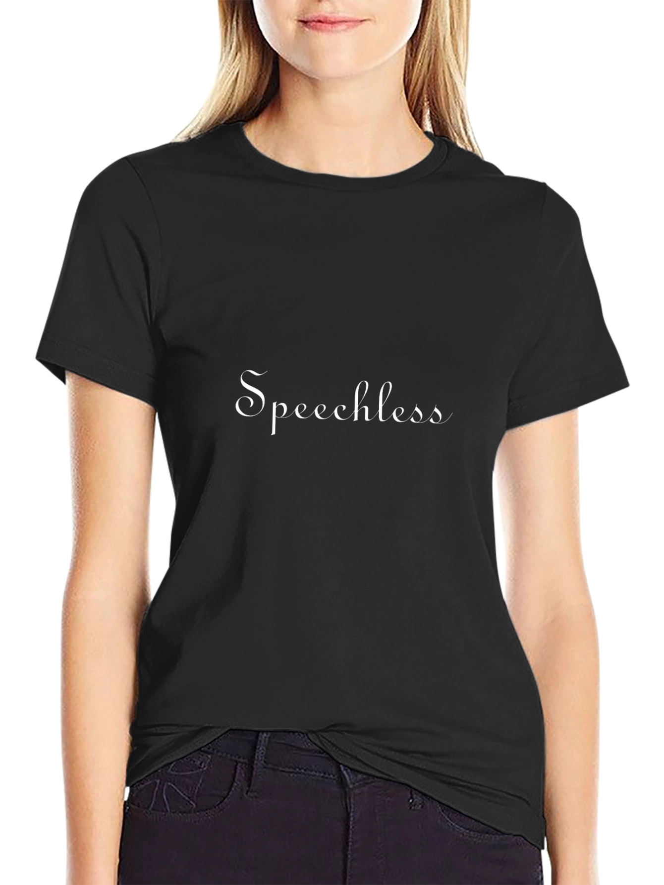 Speechless Black Cotton Casual Tee