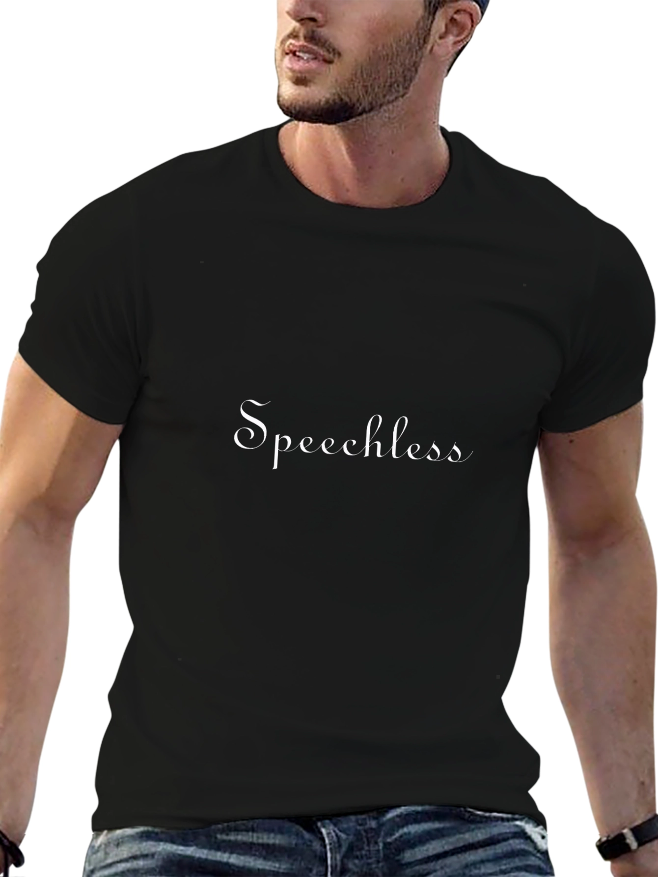Speechless Black Cotton Casual Tee