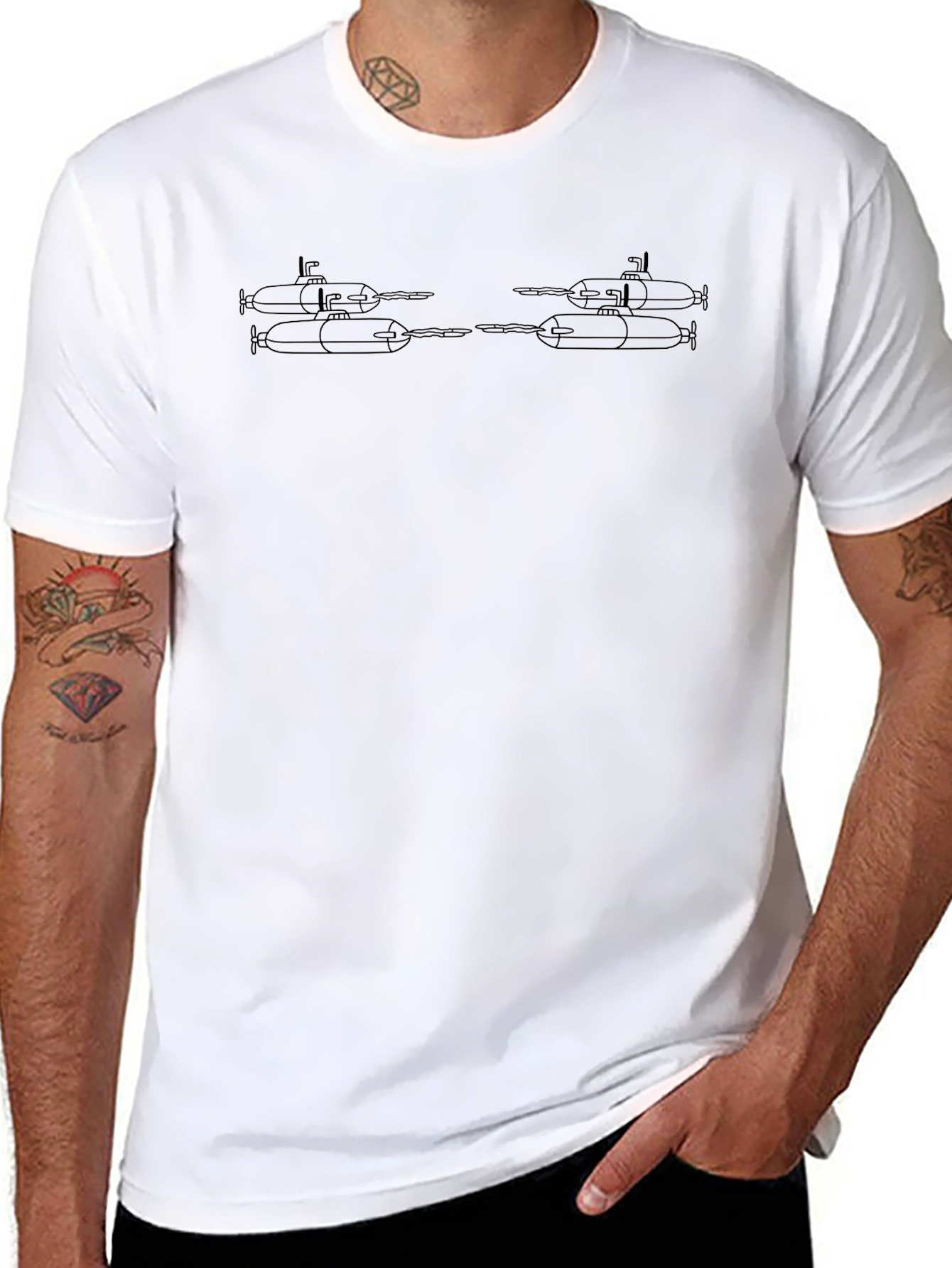 Submarine Graphic Tee - Black Cotton Casual Comfort