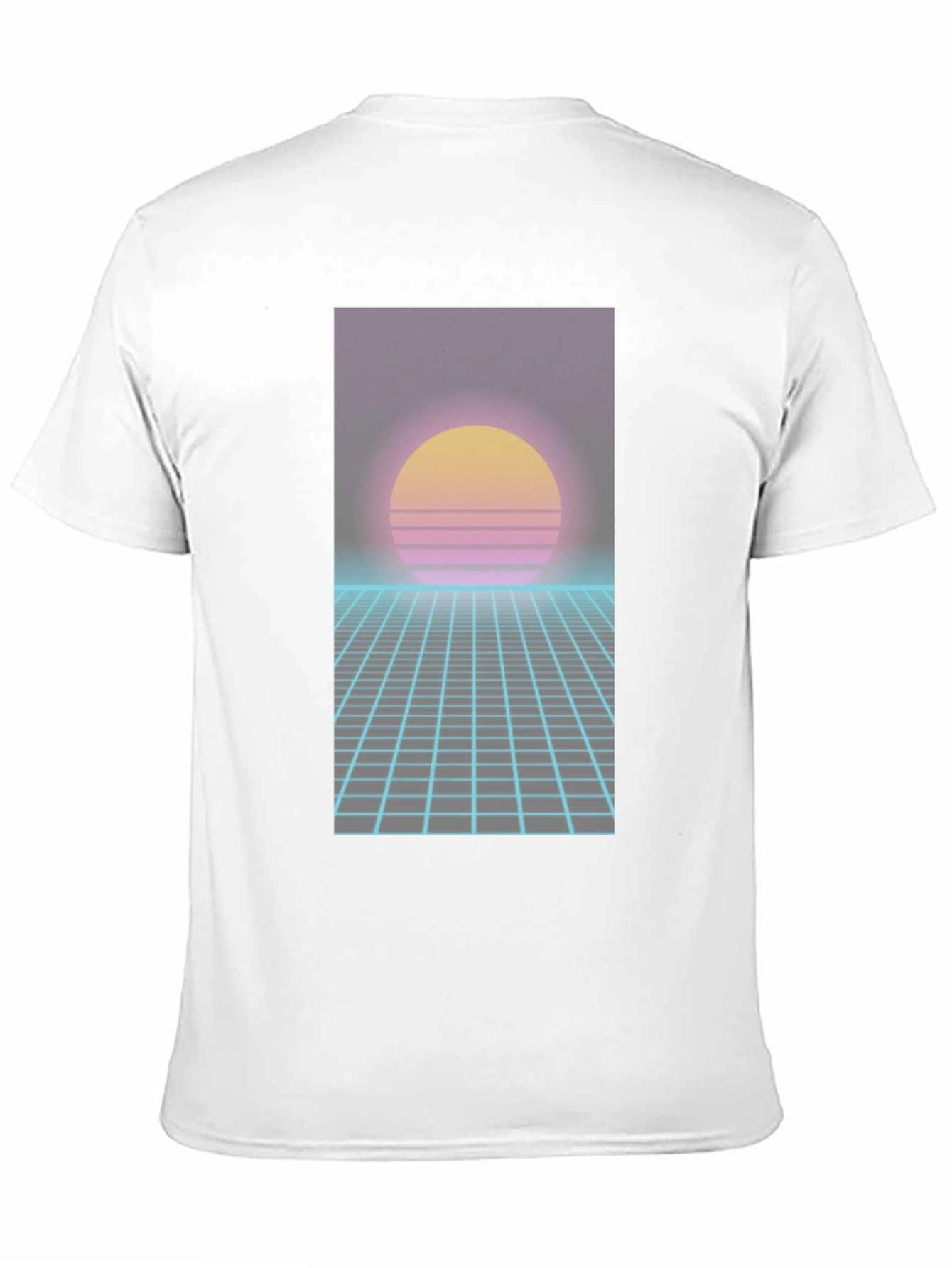 Retro Synthwave T-Shirt - 80s Sunset Grid