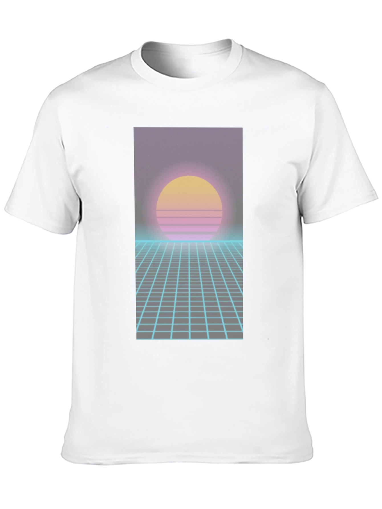 Retro Synthwave T-Shirt - 80s Sunset Grid