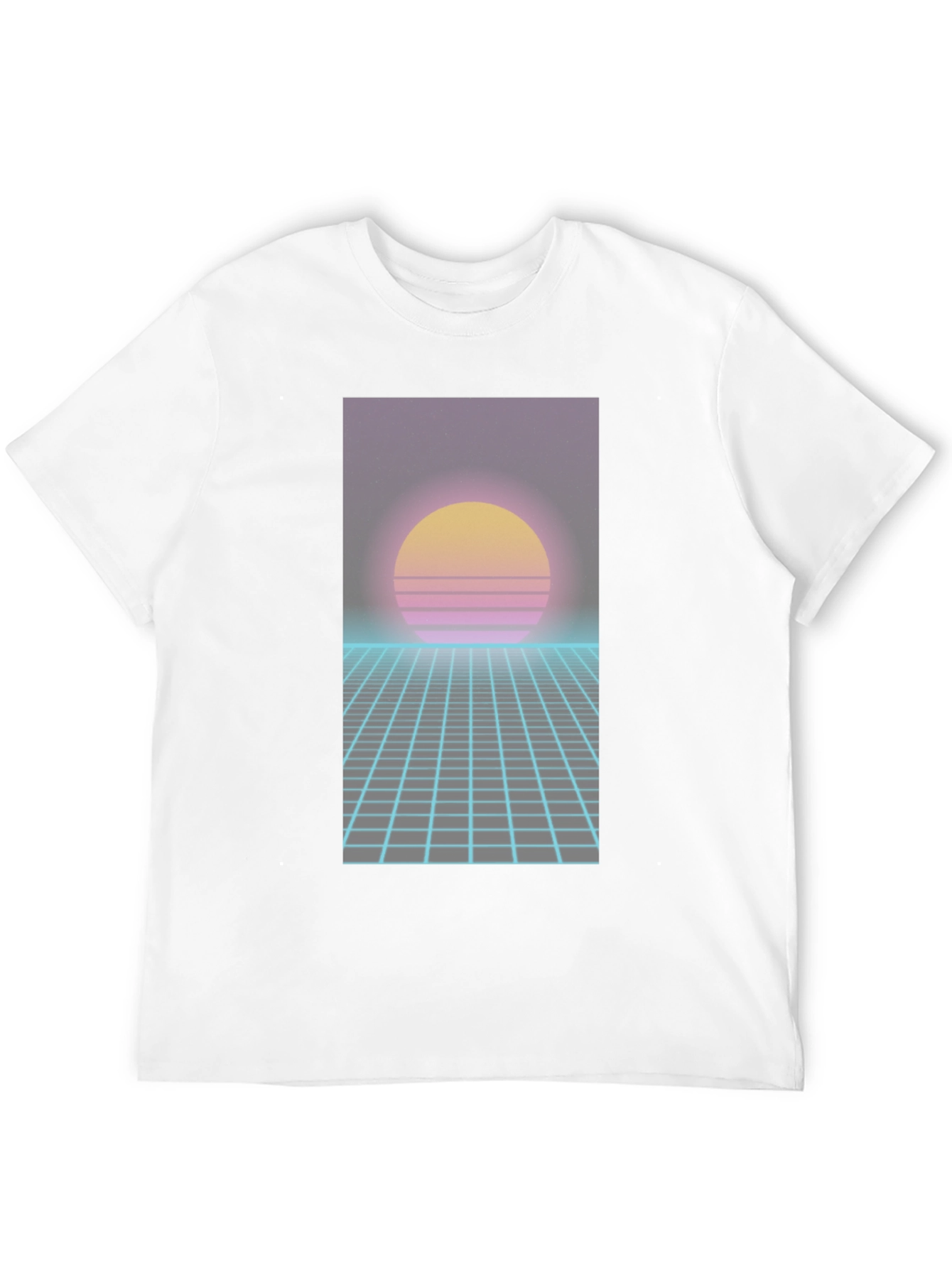 Retro Synthwave T-Shirt - 80s Sunset Grid
