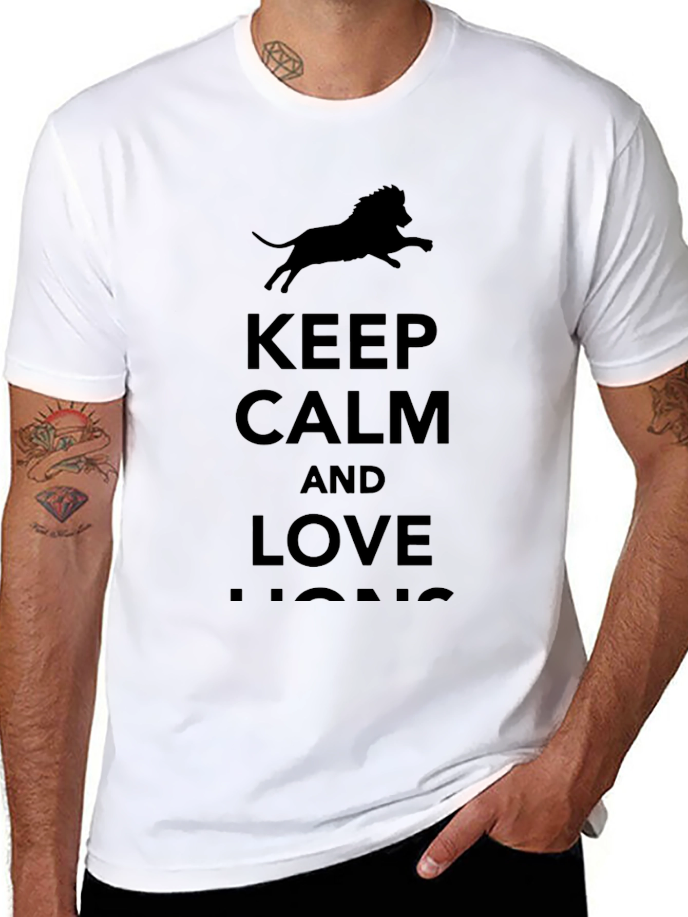 Keep Calm Love Lions Black T-Shirt