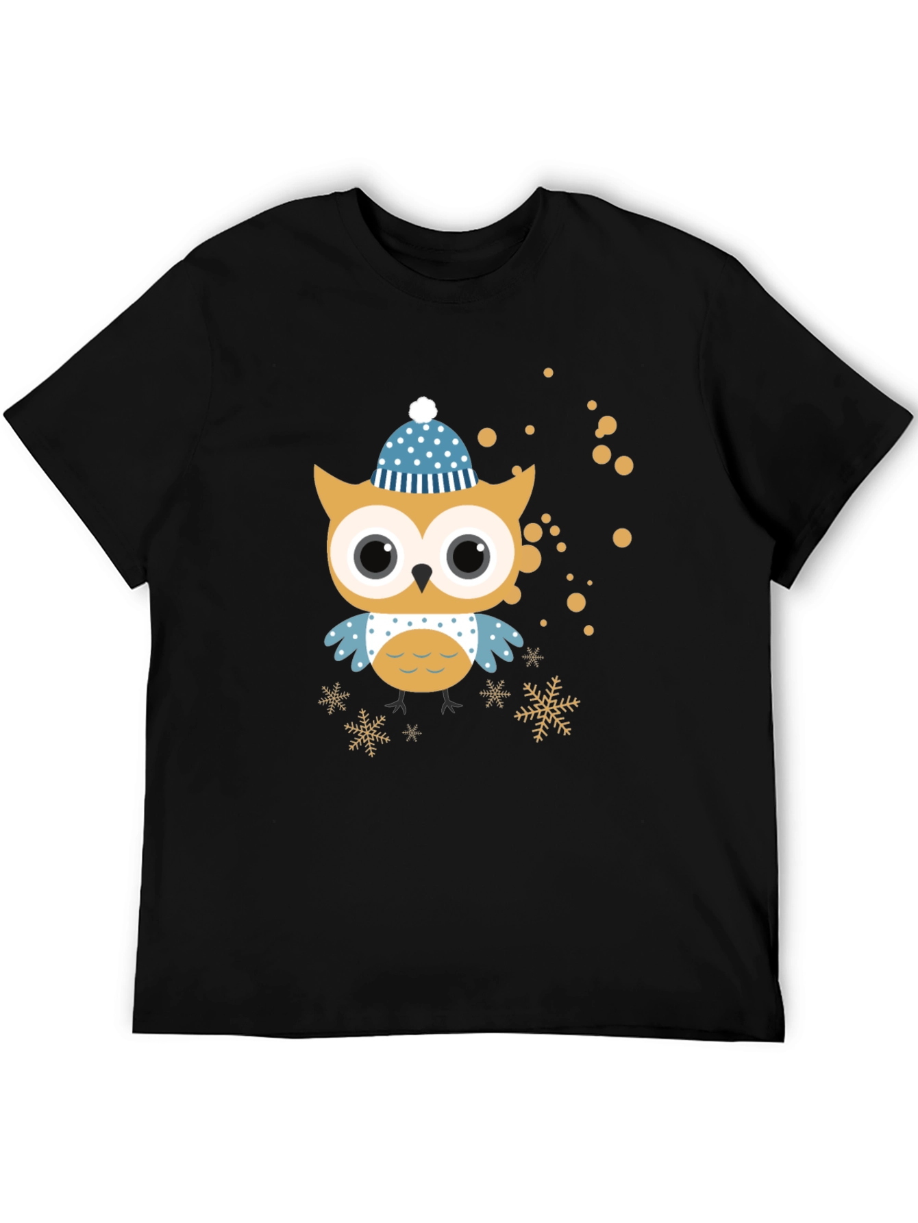 Festive Owl Graphic Tee - Winter Holiday Style