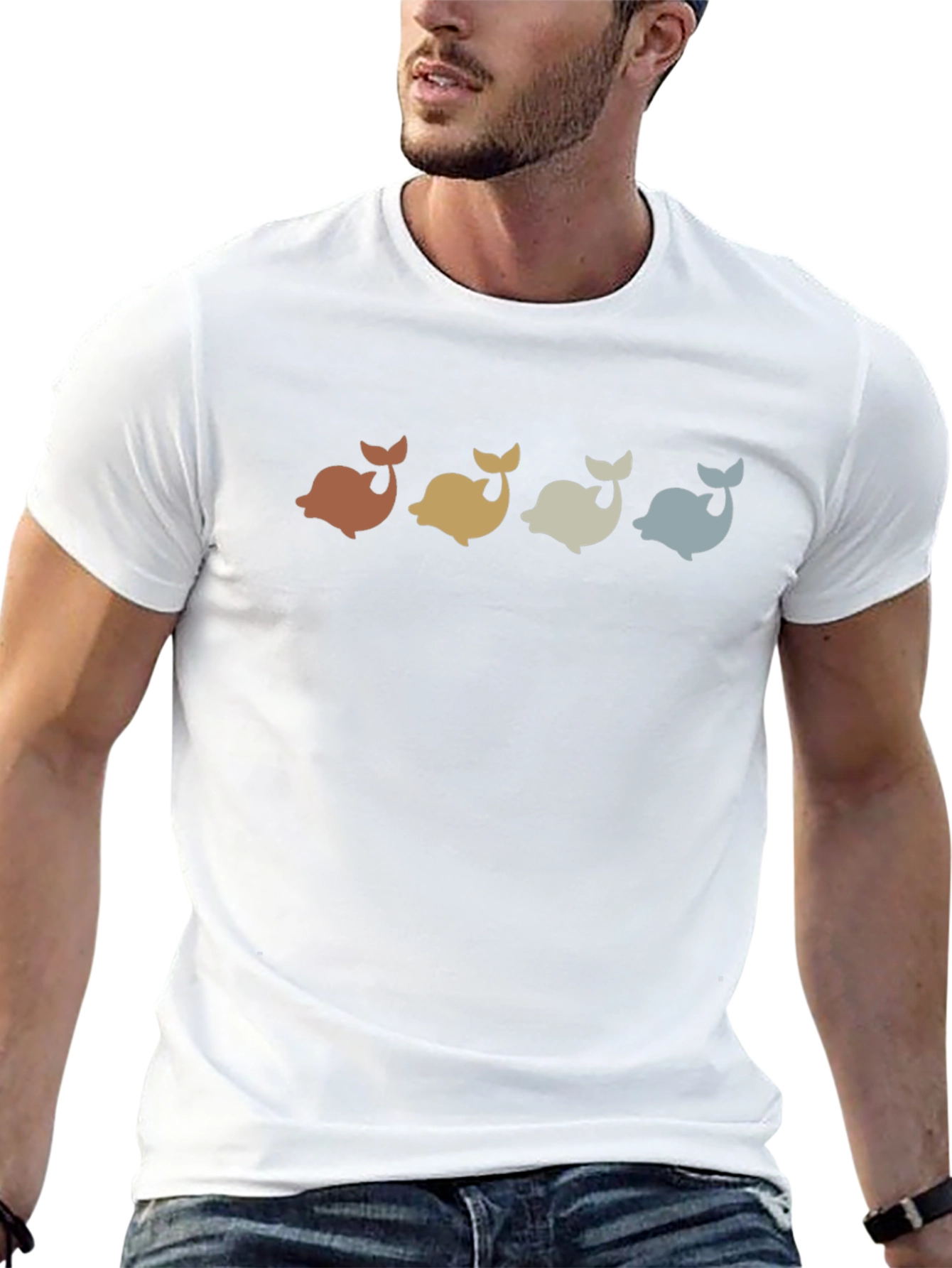 Retro Whale Graphic Tee - Black Casual T-Shirt