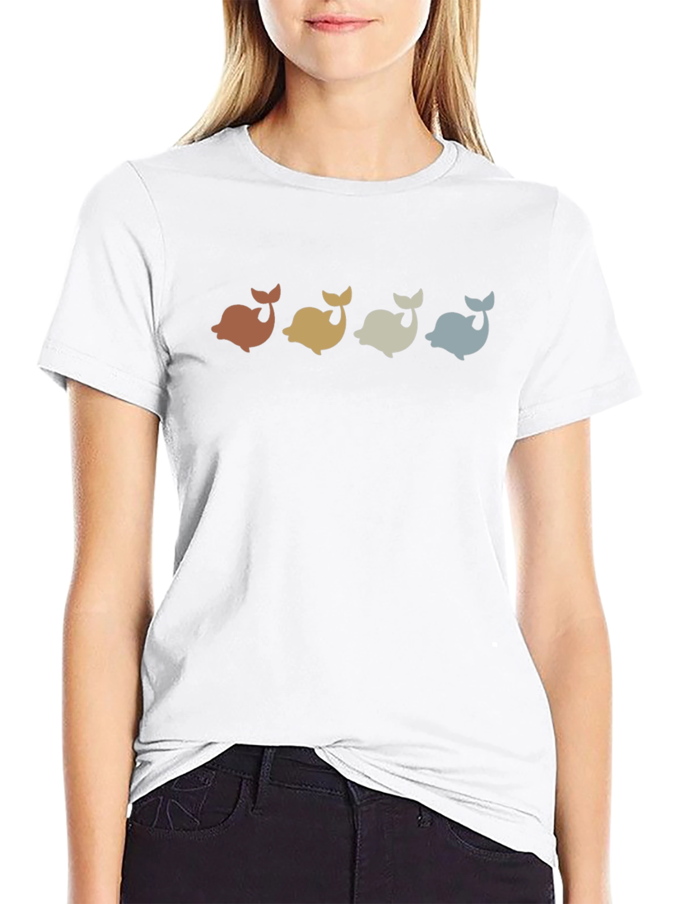 Retro Whale Graphic Tee - Black Casual T-Shirt