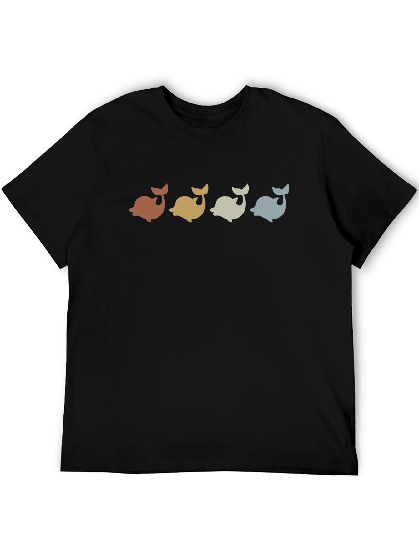 Retro Whale Graphic Tee - Black Casual T-Shirt