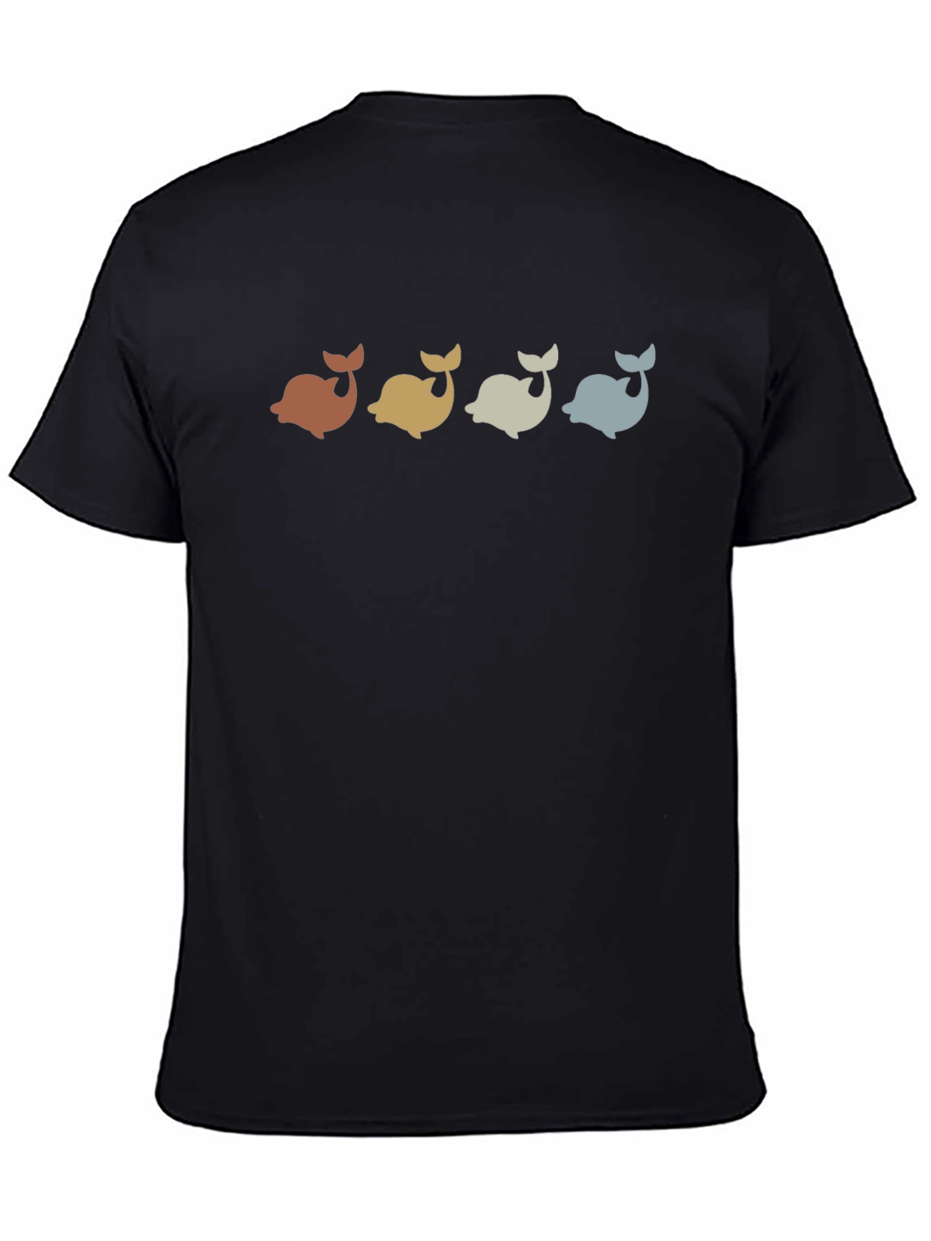 Retro Whale Graphic Tee - Black Casual T-Shirt