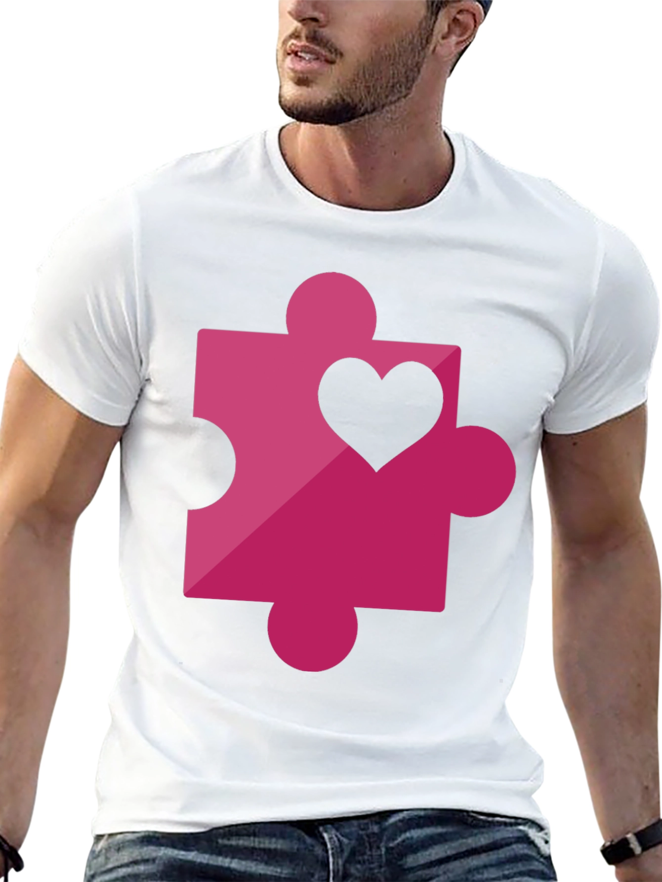Love Puzzle Piece Graphic Tee - Black