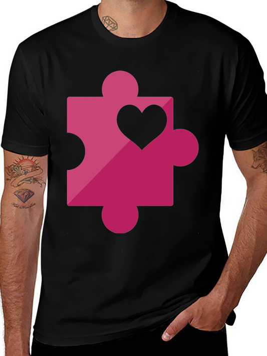 Love Puzzle Piece Graphic Tee - Black