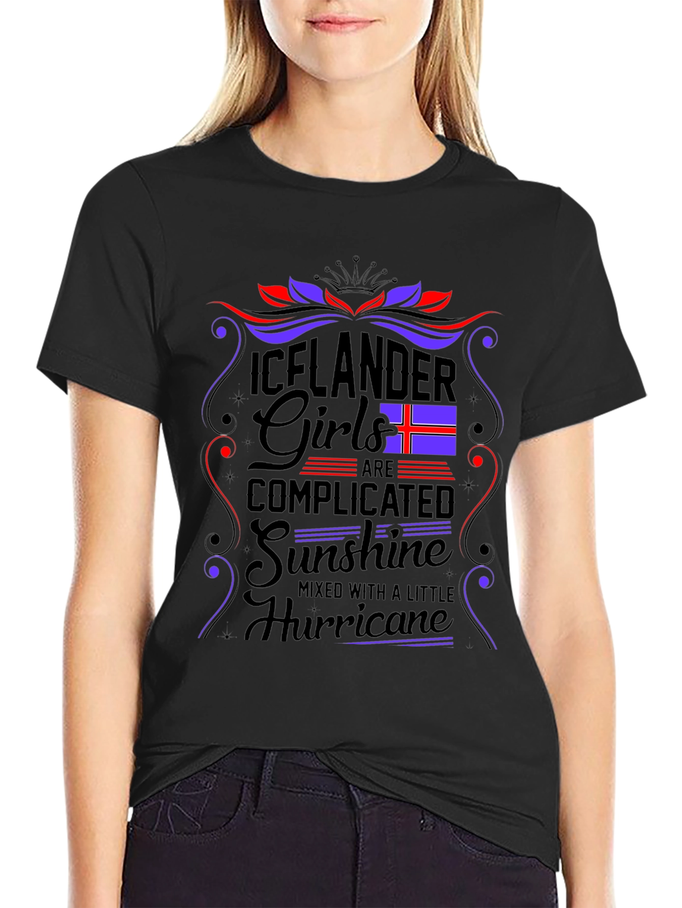Icelandic Girls Tee - Complicated Sunshine Hurricane Design