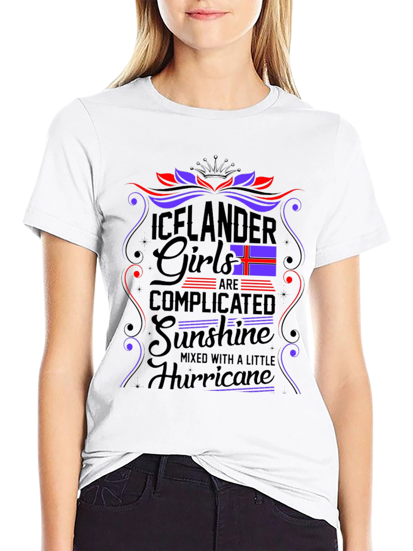 Icelandic Girls Tee - Complicated Sunshine Hurricane Design