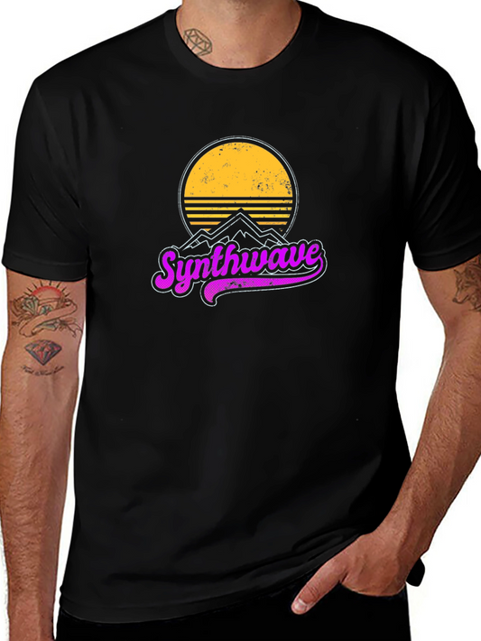 Synthwave Retro Graphic T-Shirt - Black Cotton Tee