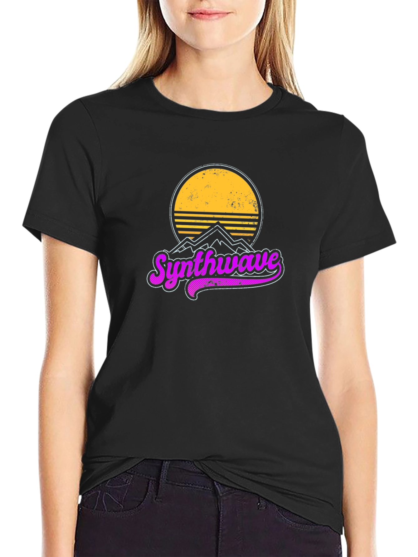 Synthwave Retro Graphic T-Shirt - Black Cotton Tee