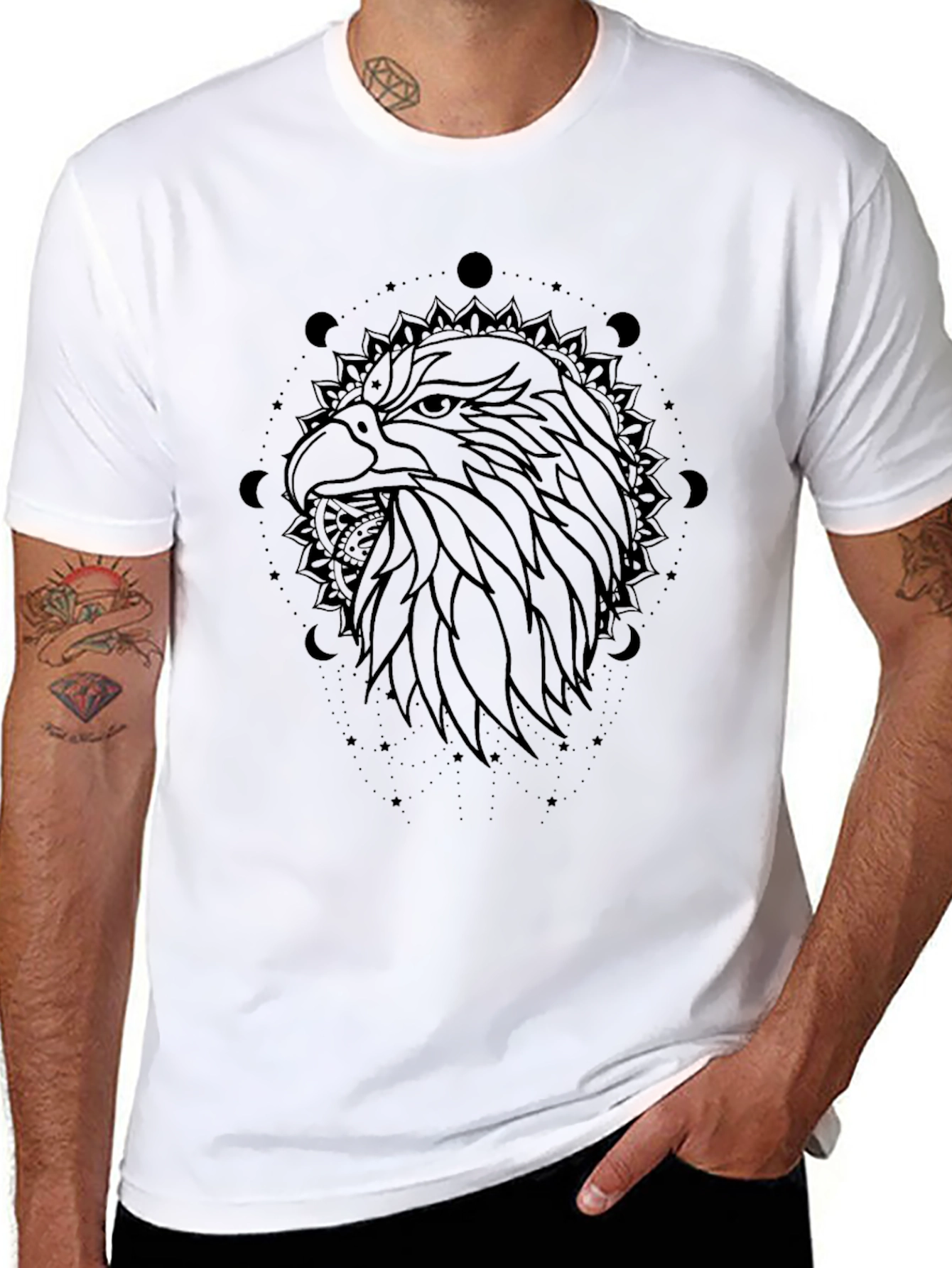 Eagle Mandala Graphic Print Mens T-Shirt