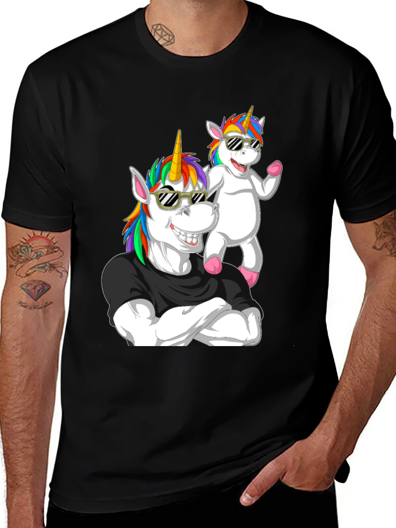 Unicorn Dad Black Graphic T-Shirt