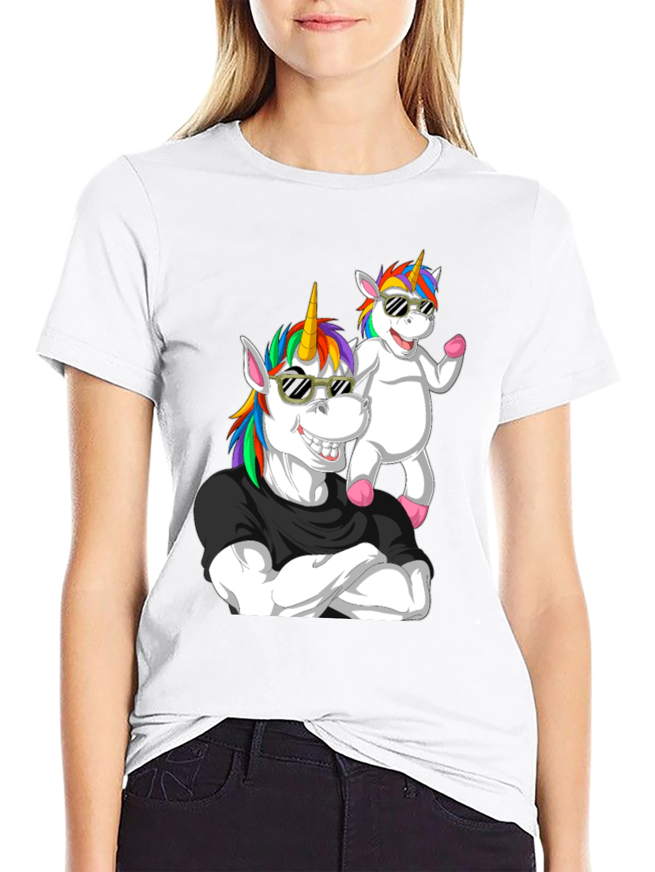 Unicorn Dad Black Graphic T-Shirt