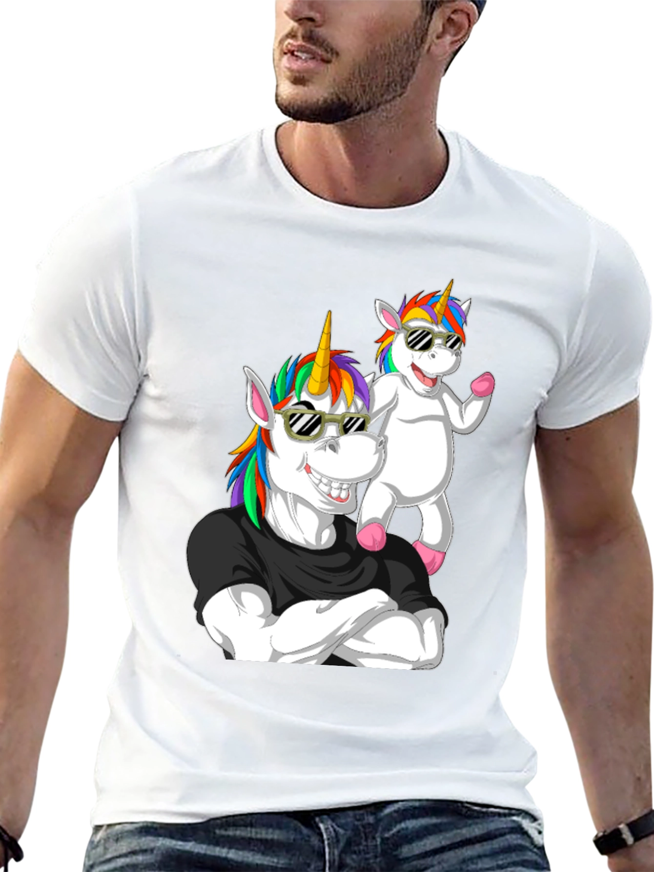Unicorn Dad Black Graphic T-Shirt