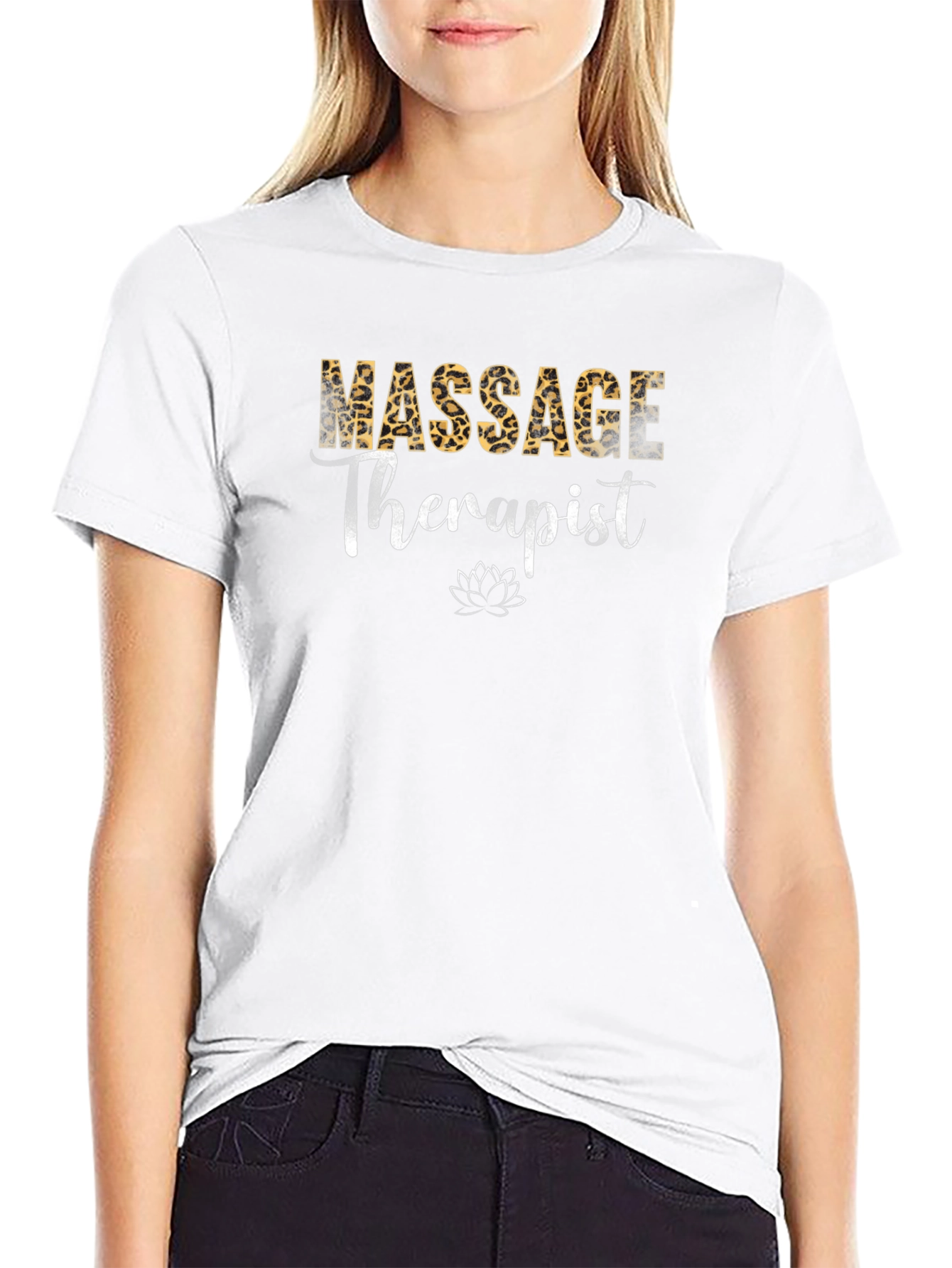 Massage Therapist Leopard Print Graphic T-Shirt