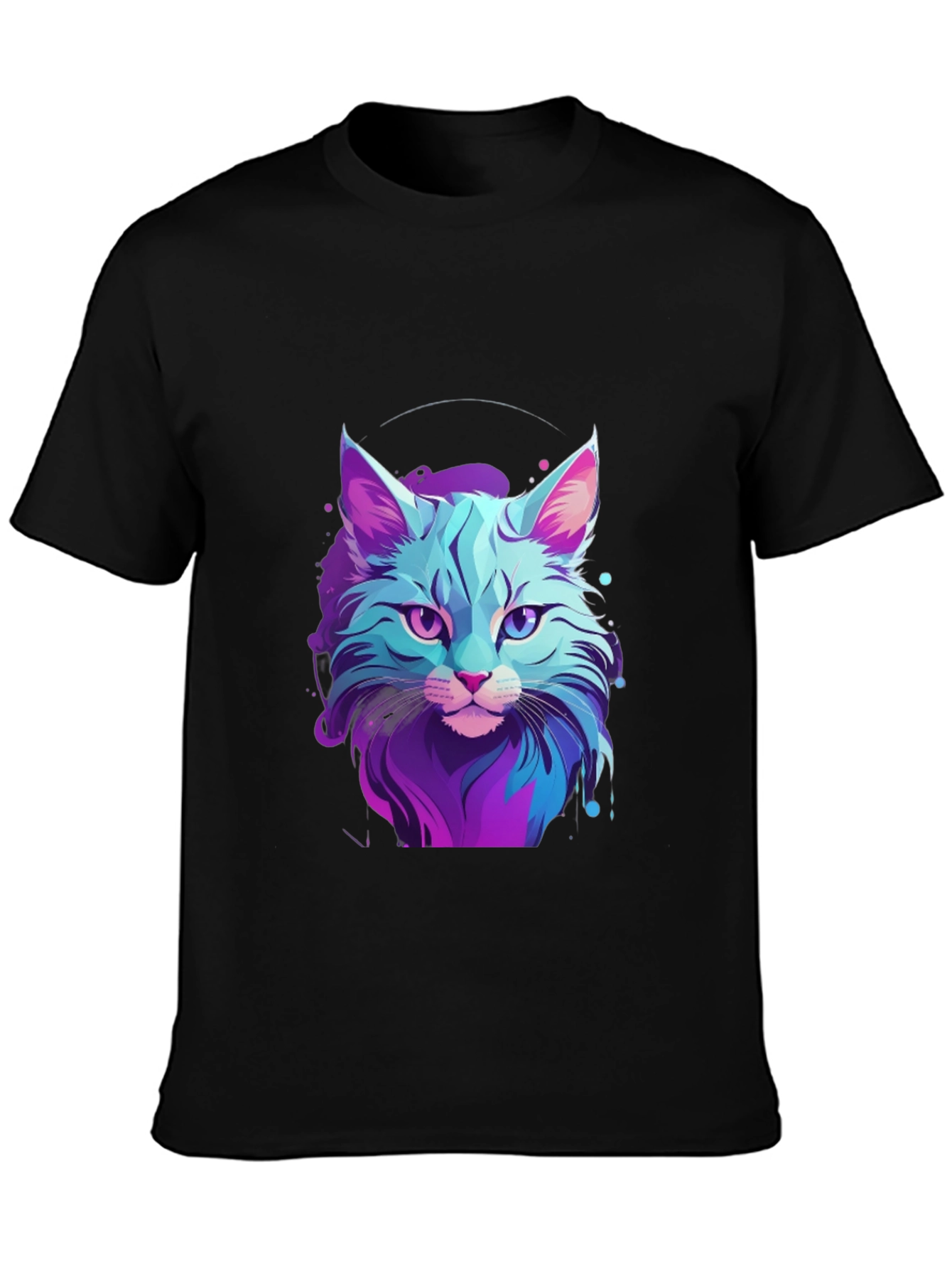 Neon Cat Graphic Tee - Stylish Mens Black T-Shirt