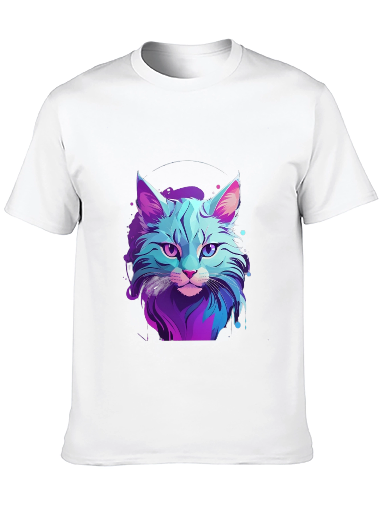 Neon Cat Graphic Tee - Stylish Mens Black T-Shirt