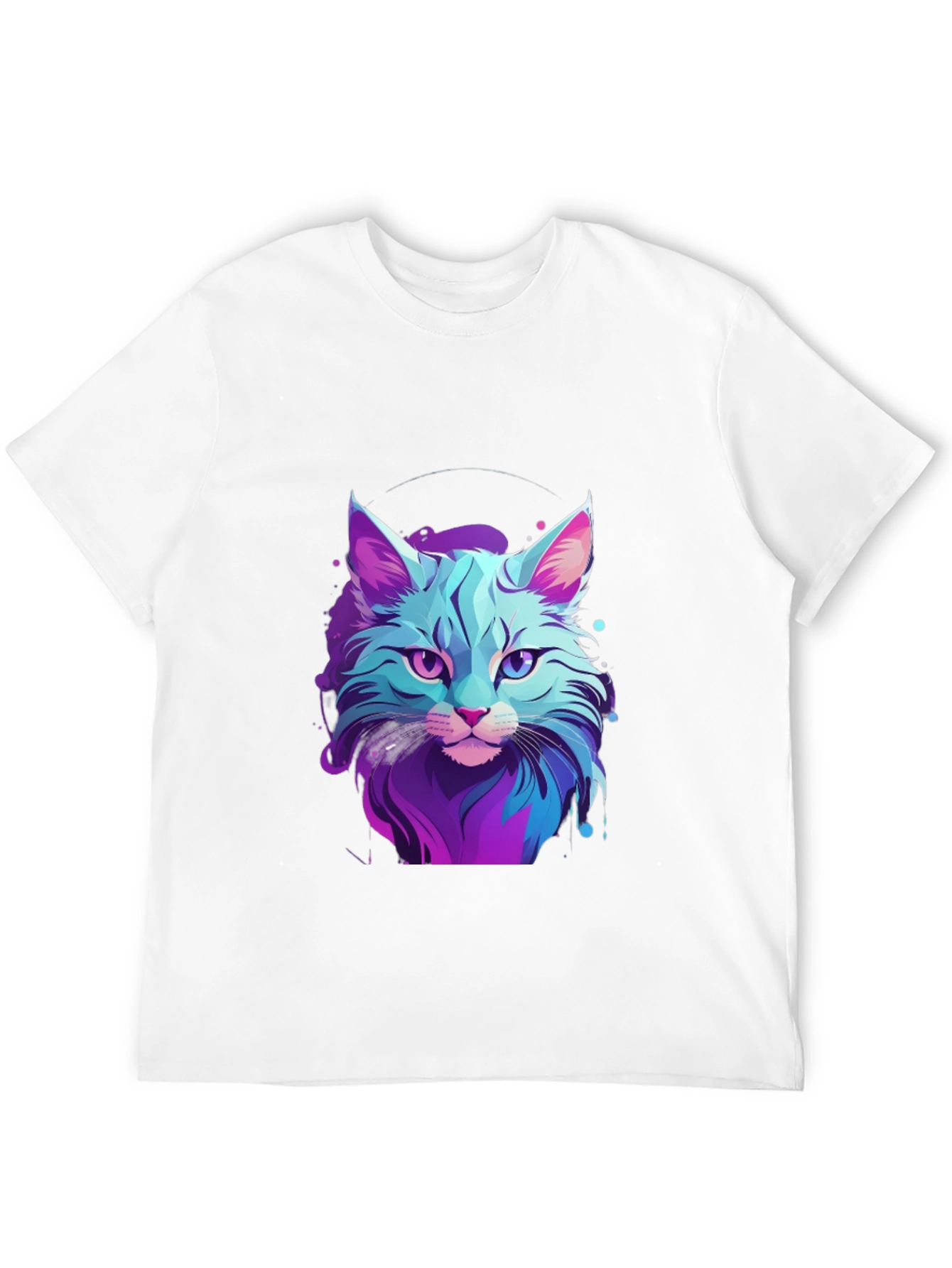 Neon Cat Graphic Tee - Stylish Mens Black T-Shirt