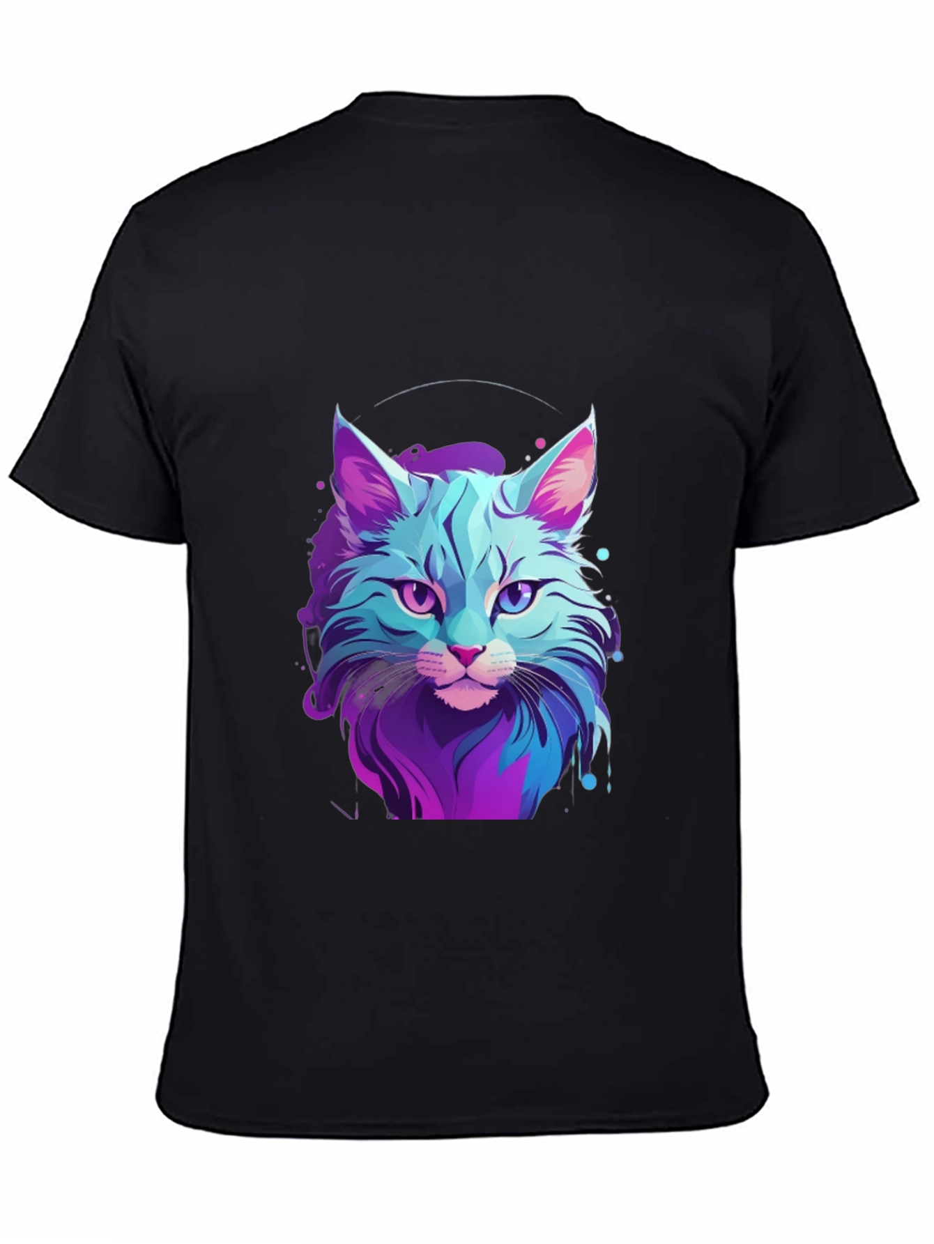 Neon Cat Graphic Tee - Stylish Mens Black T-Shirt