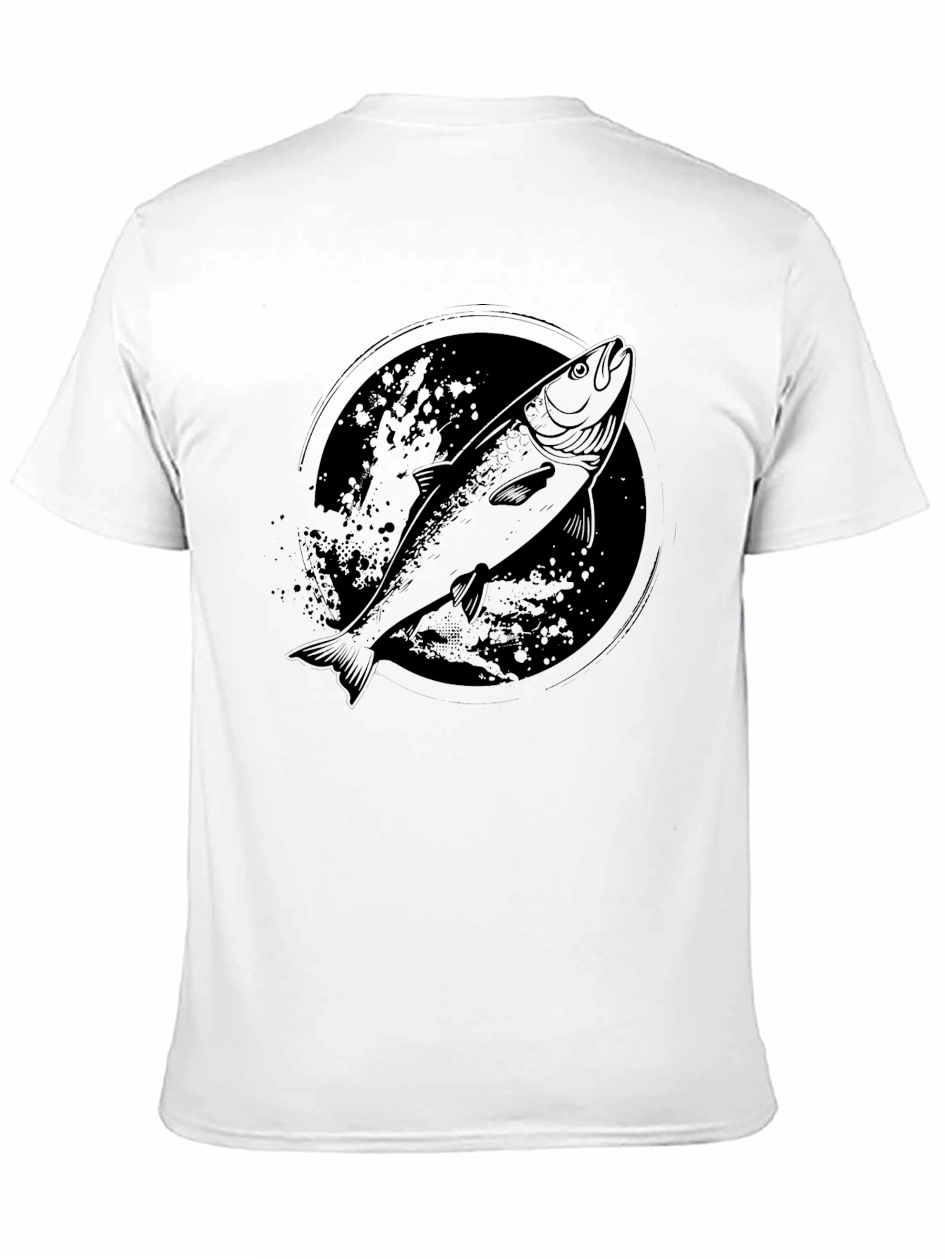 Mens Black Salmon Graphic T-Shirt